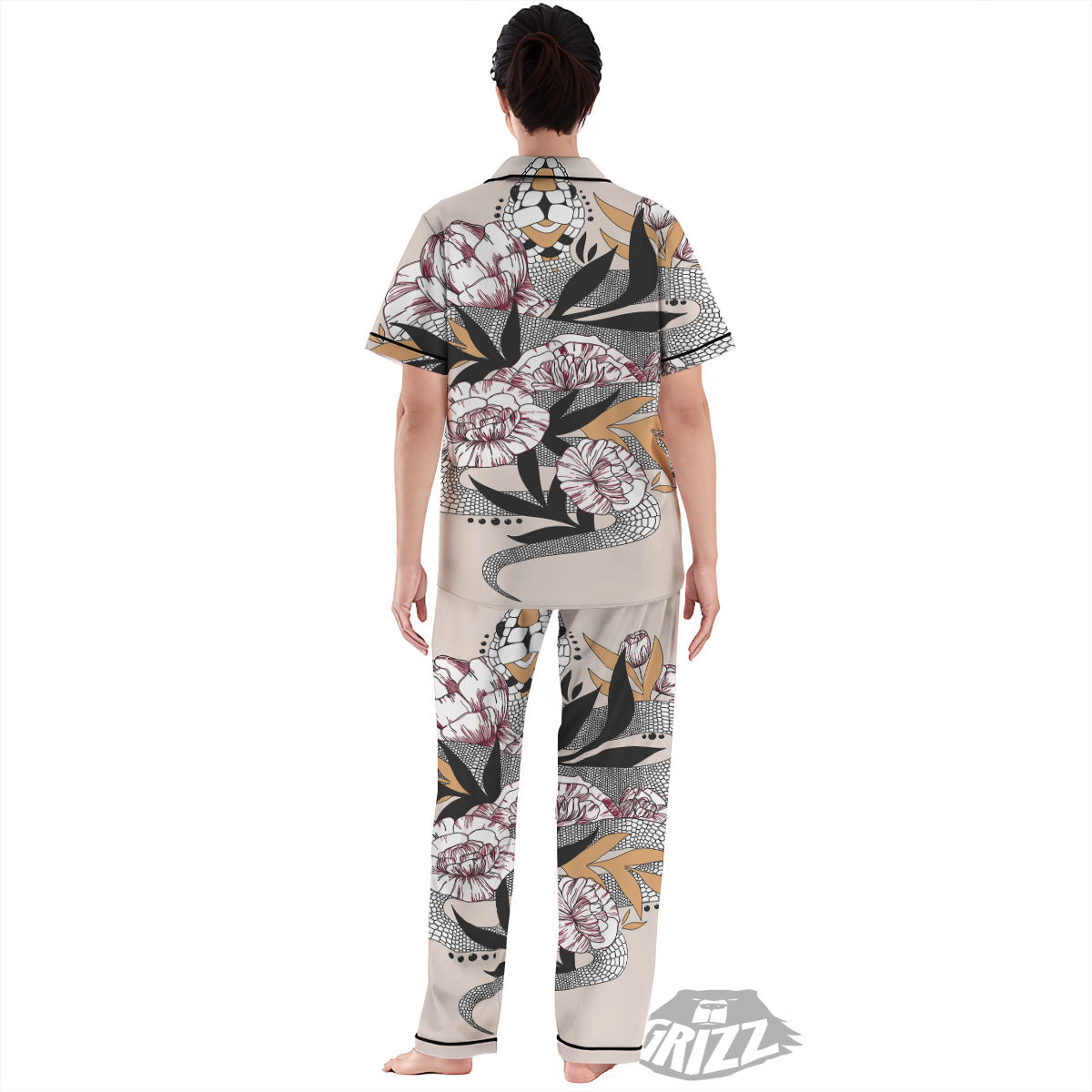 Tattoo Japanese Snake Print Women's Pajamas Set-grizzshop