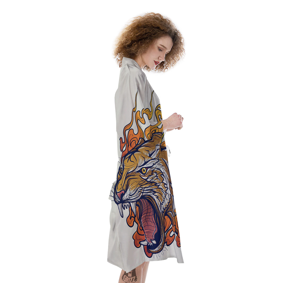 Tattoo Japanese Tiger Print Kimono-grizzshop