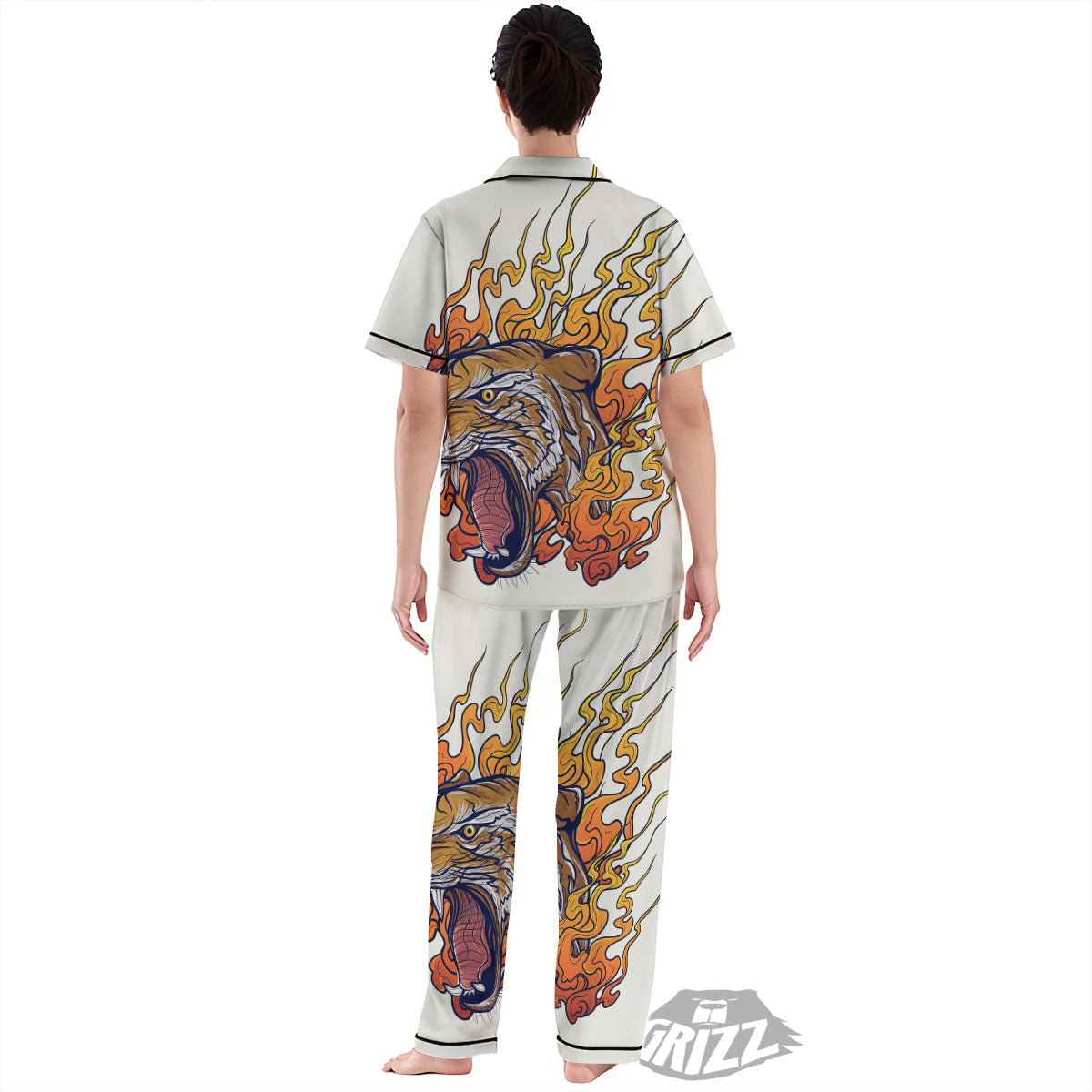 Tattoo Japanese Tiger Print Women's Pajamas Set-grizzshop