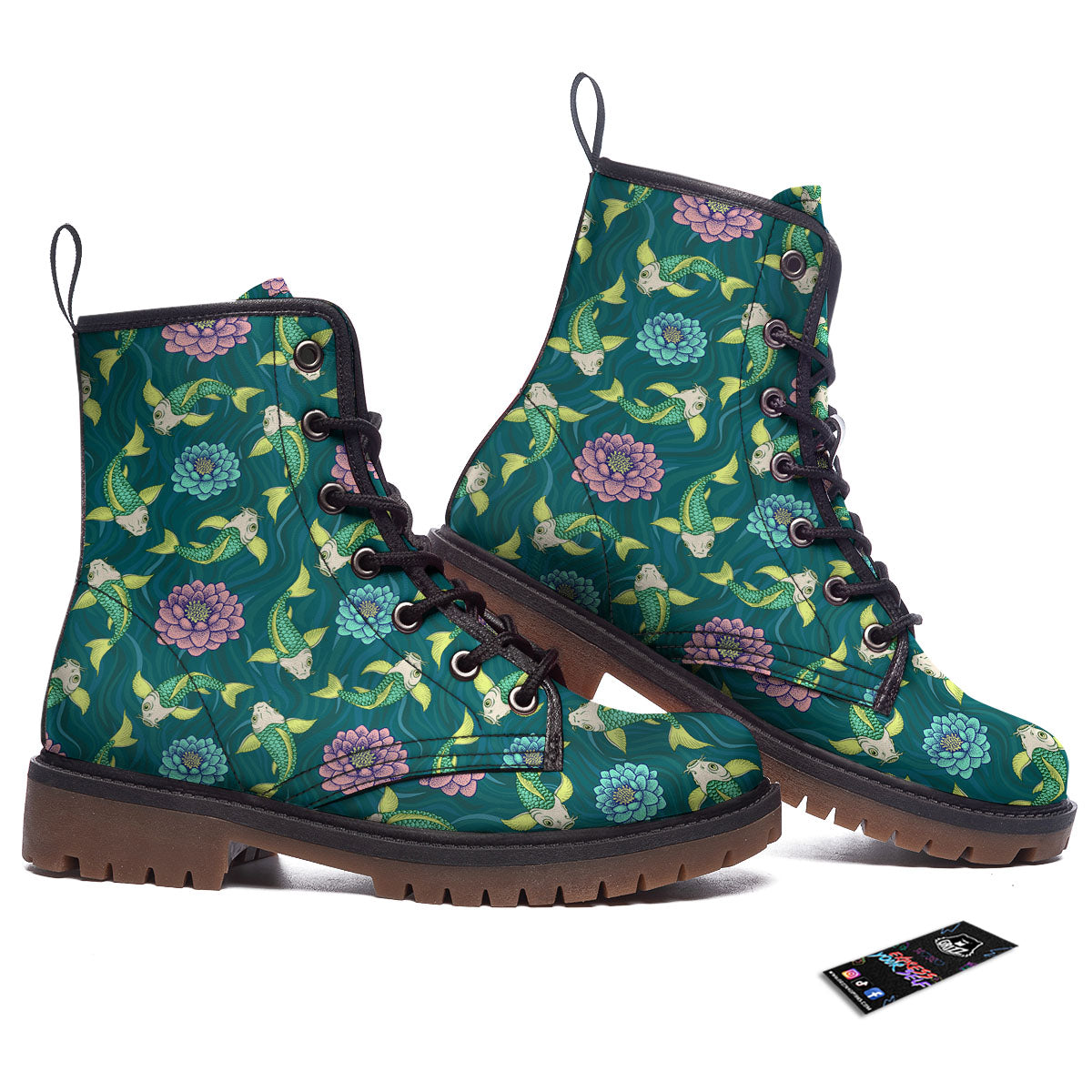 Tattoo Koi Carp Japanese Print Pattern Work Boots-grizzshop