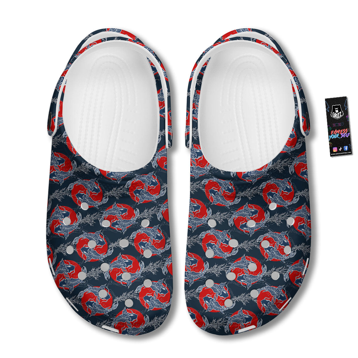 Tattoo Koi Fish Japanese Print Pattern Clog-grizzshop