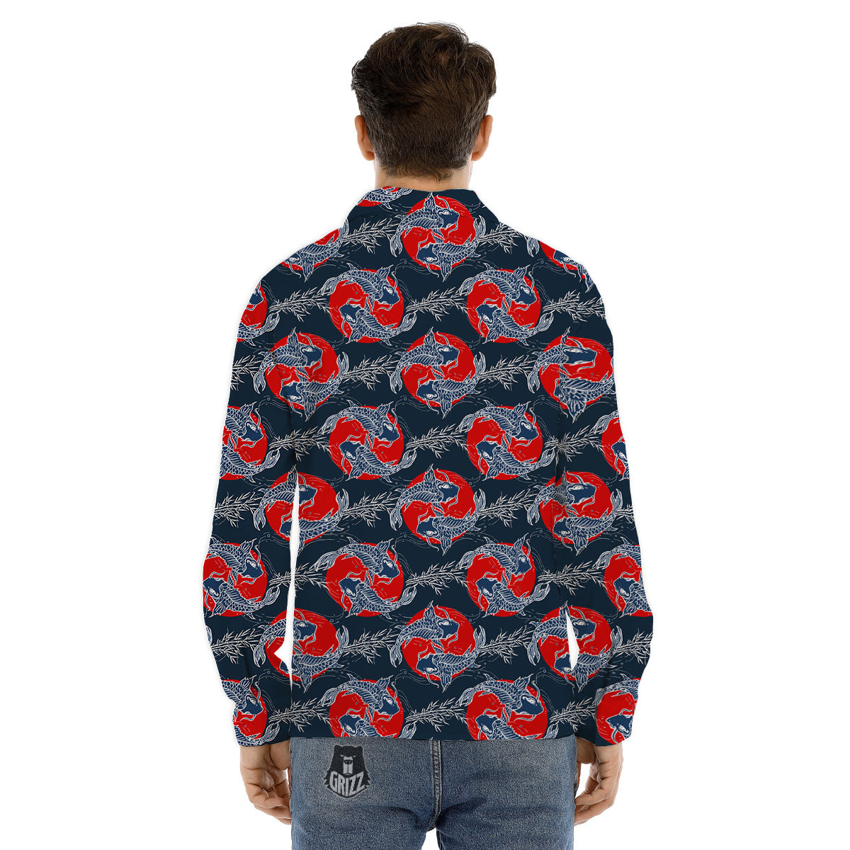 Tattoo Koi Fish Japanese Print Pattern Men's Dress Shirts-grizzshop