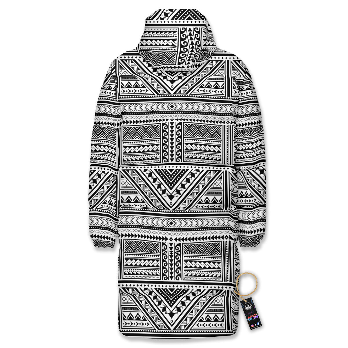 Tattoo Maori Polynesian Print Pattern Long Down Jacket-grizzshop