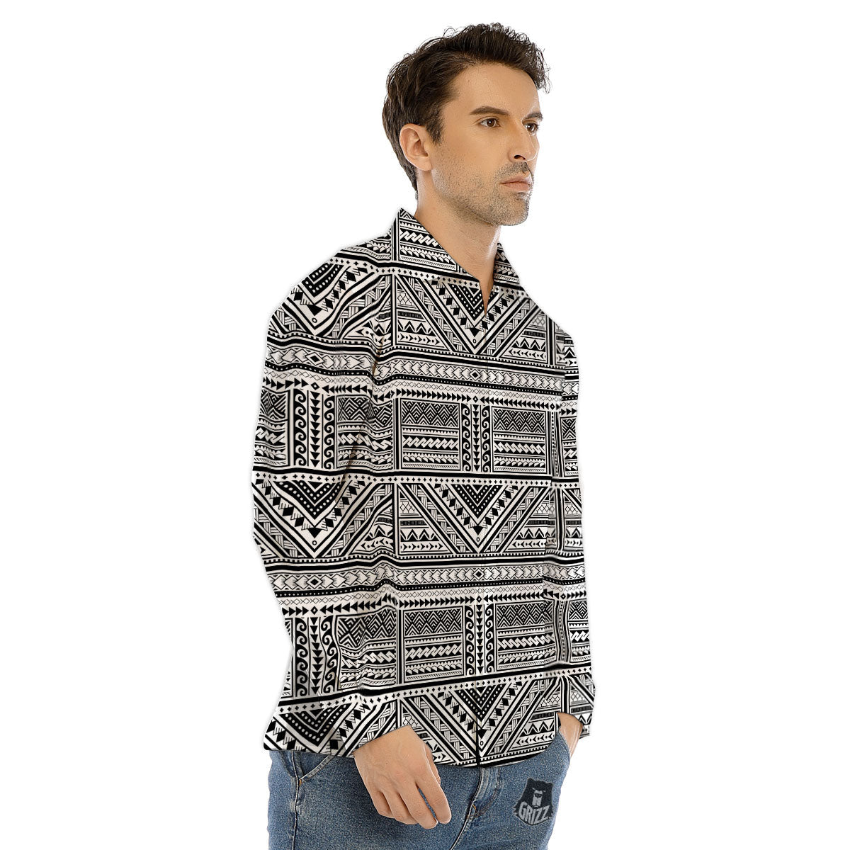 Tattoo Maori Polynesian Print Pattern Men's Dress Shirts-grizzshop
