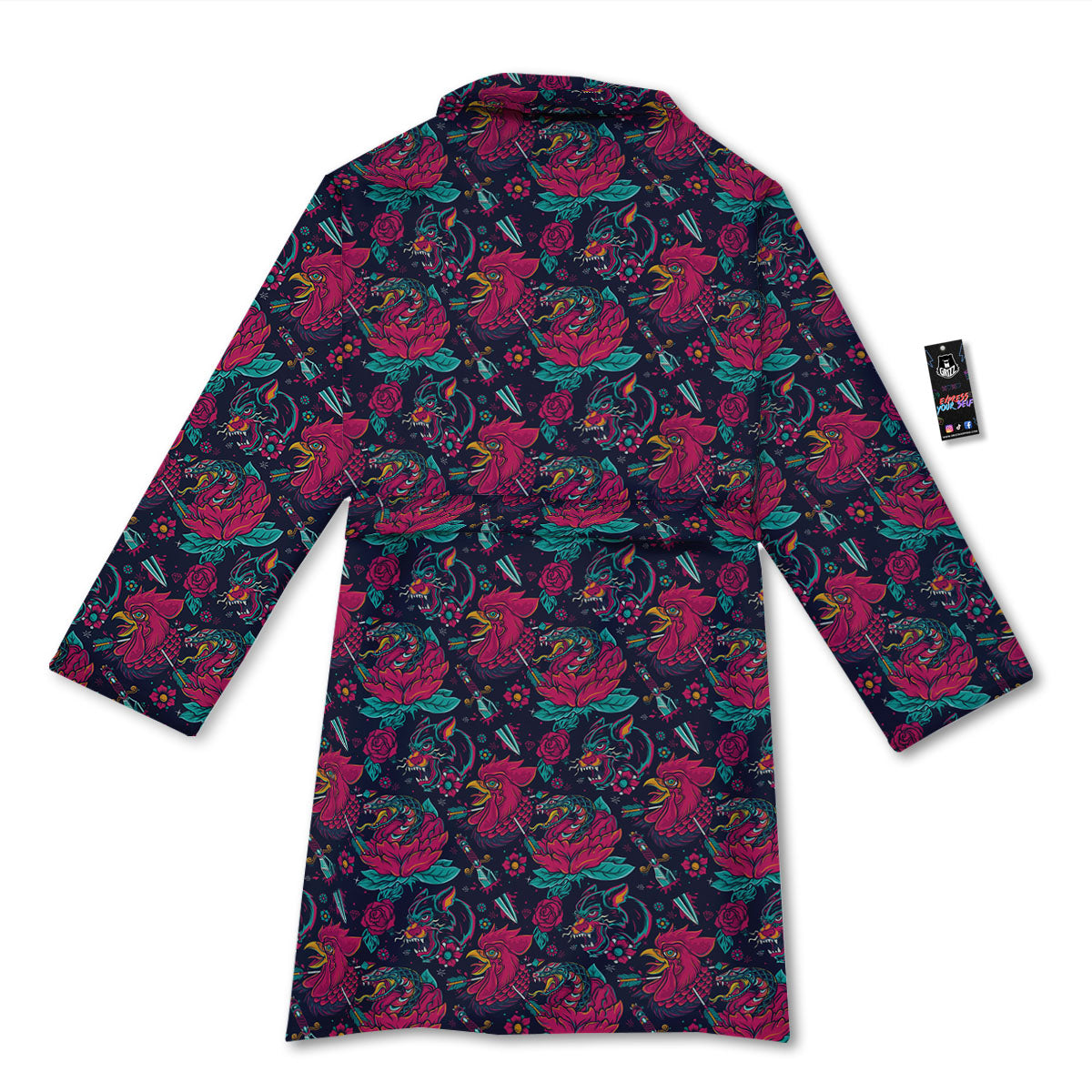 Tattoo Old School Print Pattern Bathrobe-grizzshop