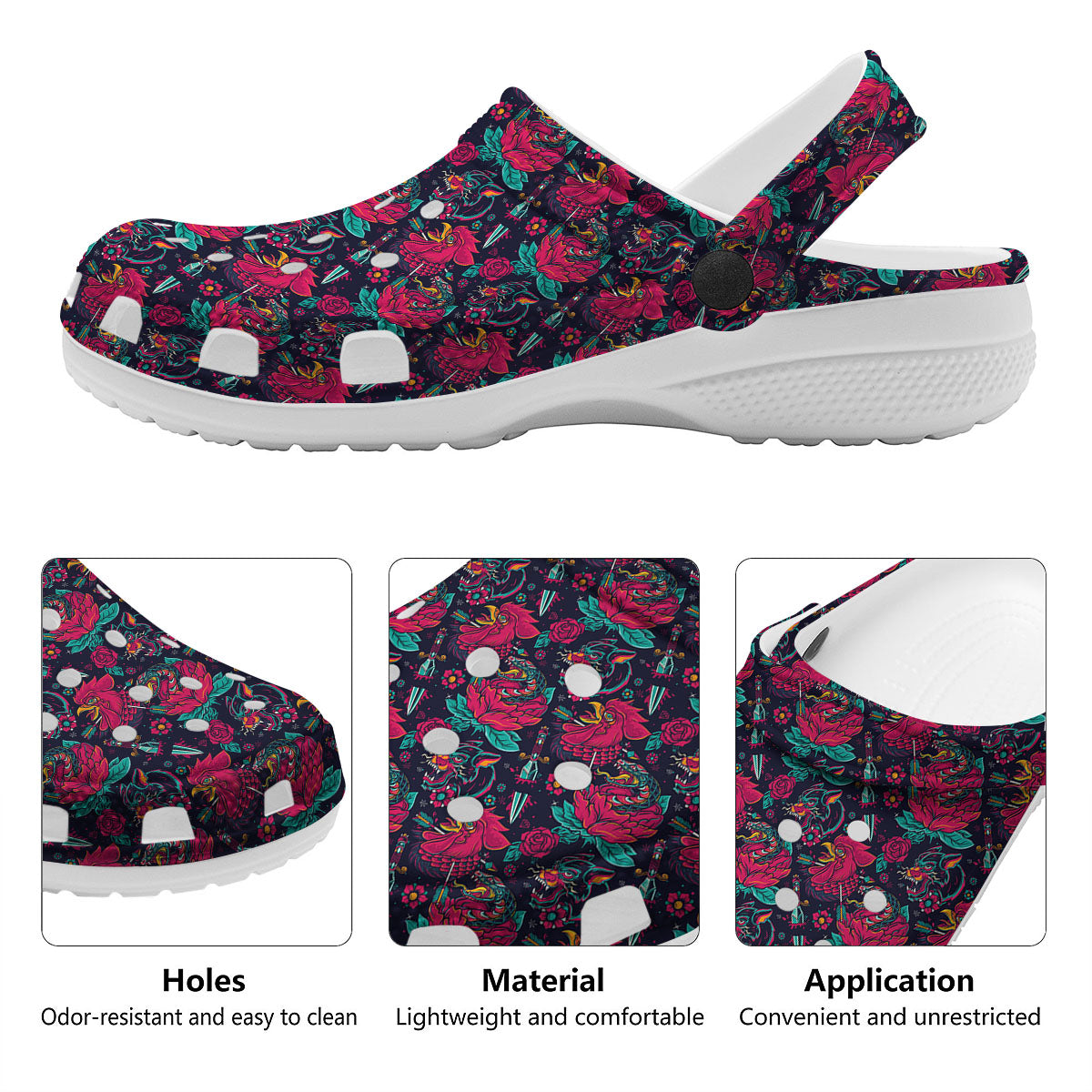 Tattoo Old School Print Pattern Clog-grizzshop
