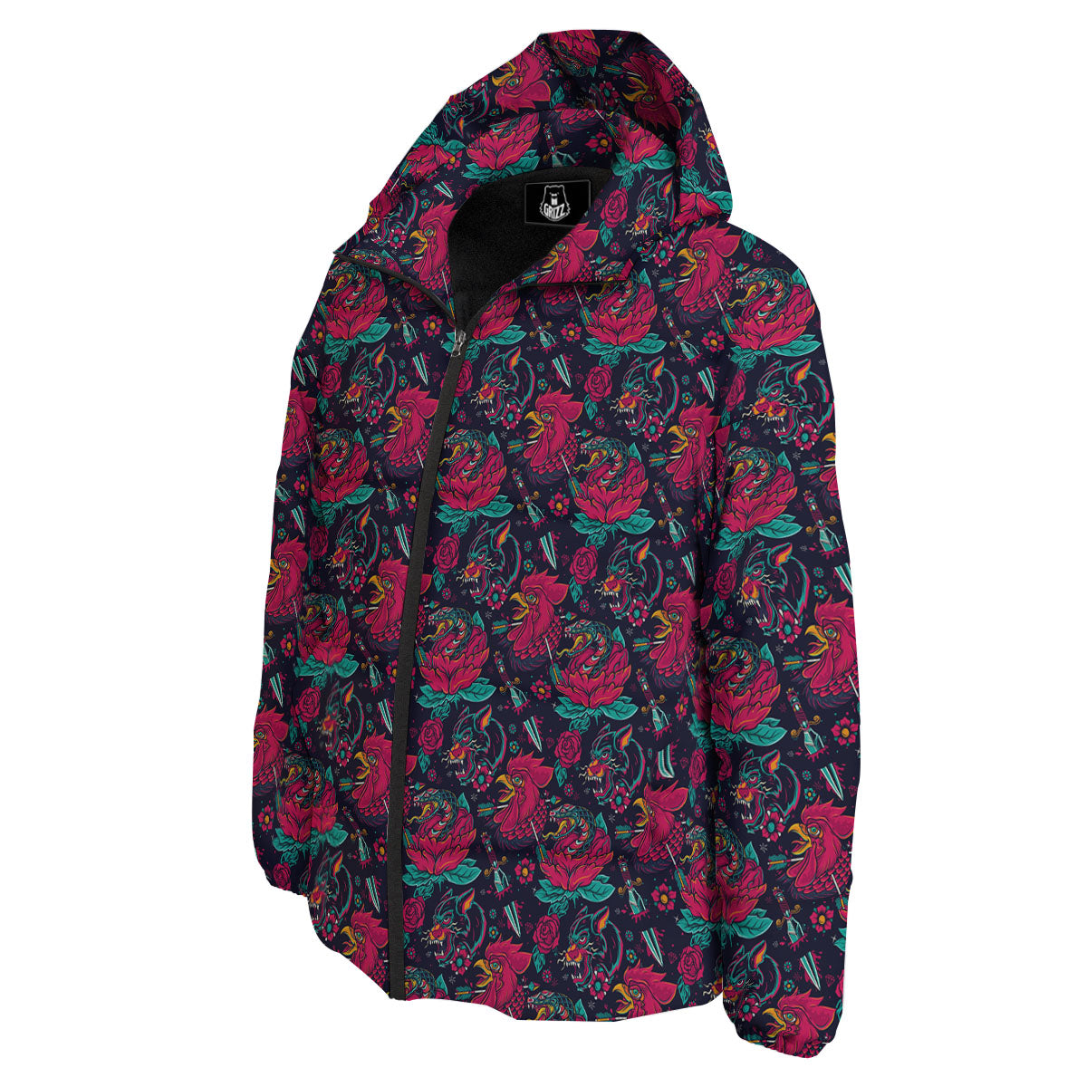 Tattoo Old School Print Pattern Down Jacket-grizzshop