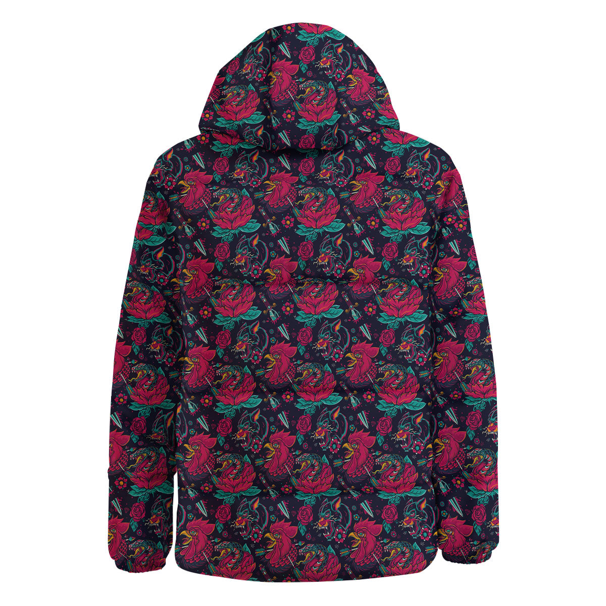 Tattoo Old School Print Pattern Down Jacket-grizzshop