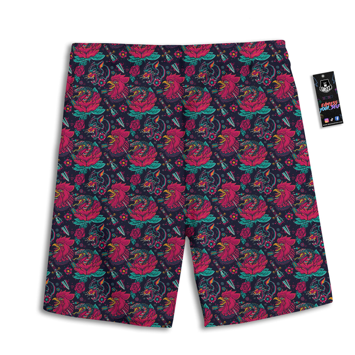 Tattoo Old School Print Pattern Men's Athletic Shorts