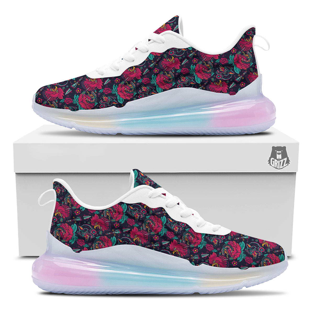 Tattoo Old School Print Pattern Running Sneakers-grizzshop