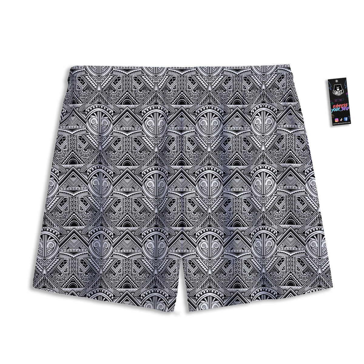Tattoo Polynesian Tribal Print Pattern Mesh Shorts