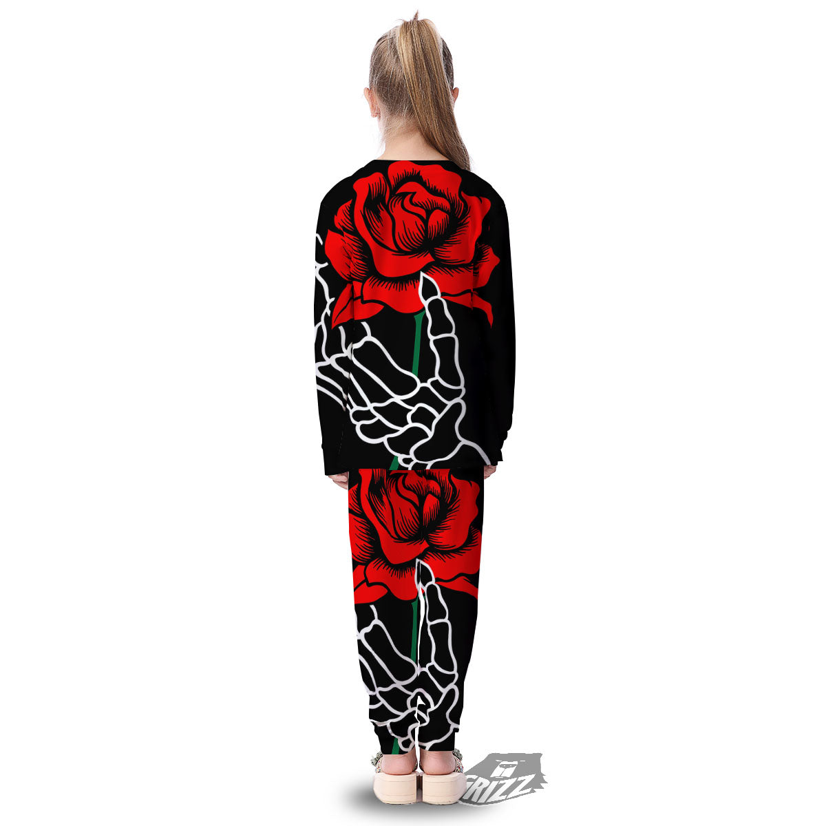 Tattoo Red Roses Print Kid's Pajamas-grizzshop