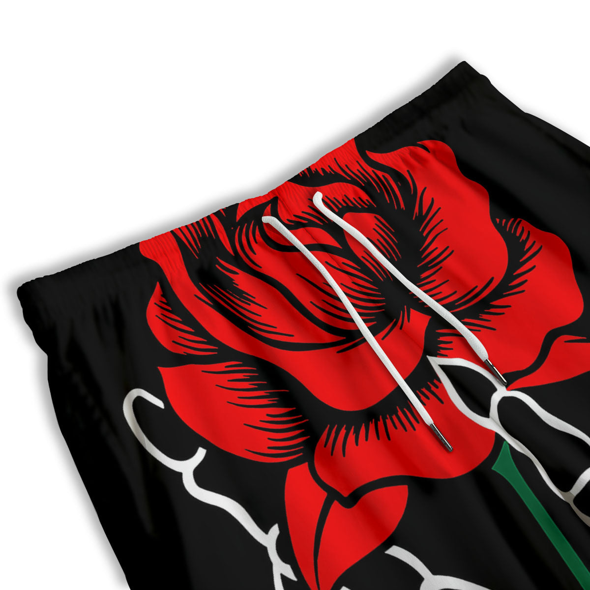 Tattoo Red Roses Print Men's Athletic Shorts