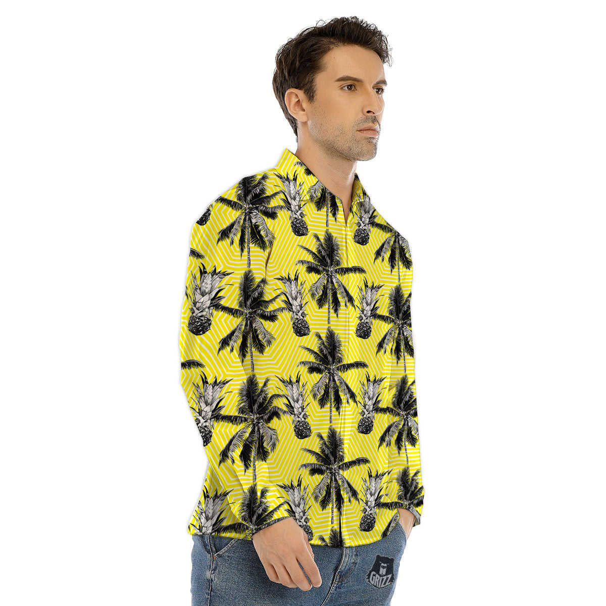 Tattoo Red Roses Print Men's Dress Shirts-grizzshop