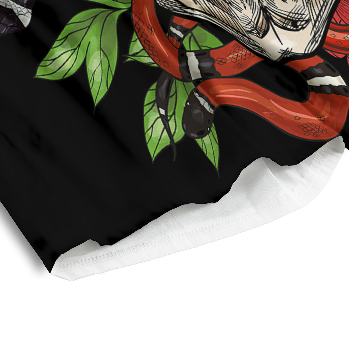 Tattoo Roses And Skull Print Men's Athletic Shorts
