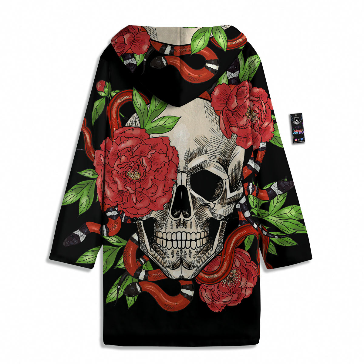 Tattoo Roses And Skull Print Men's Windbreaker Jacket-grizzshop