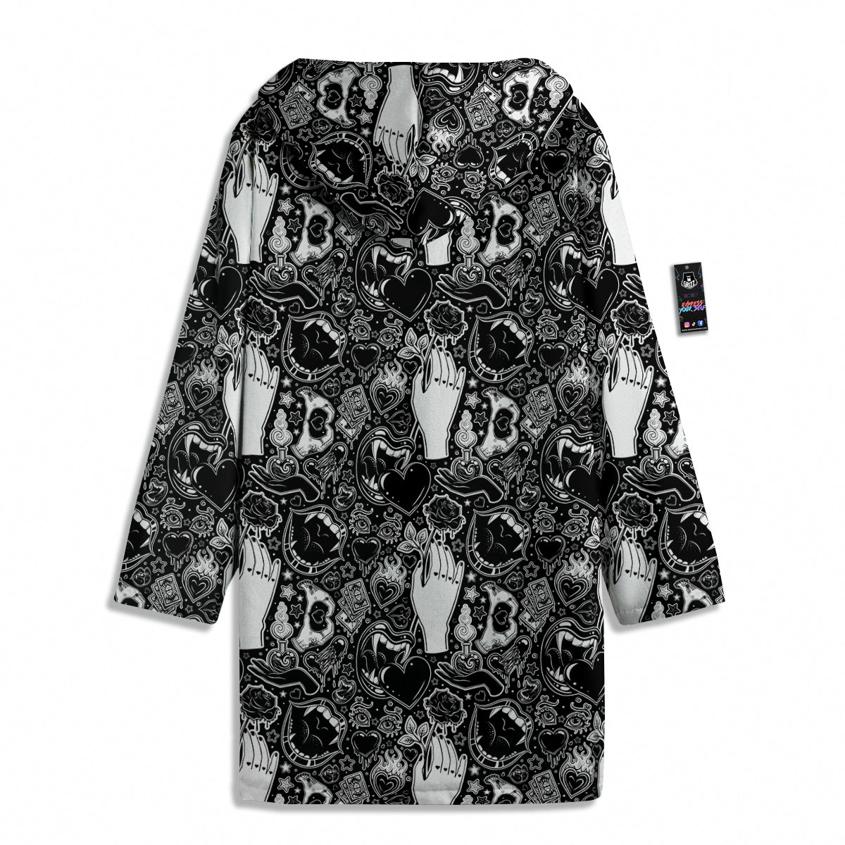 Tattoo Vampire Black and White Print Pattern Men's Windbreaker Jacket-grizzshop