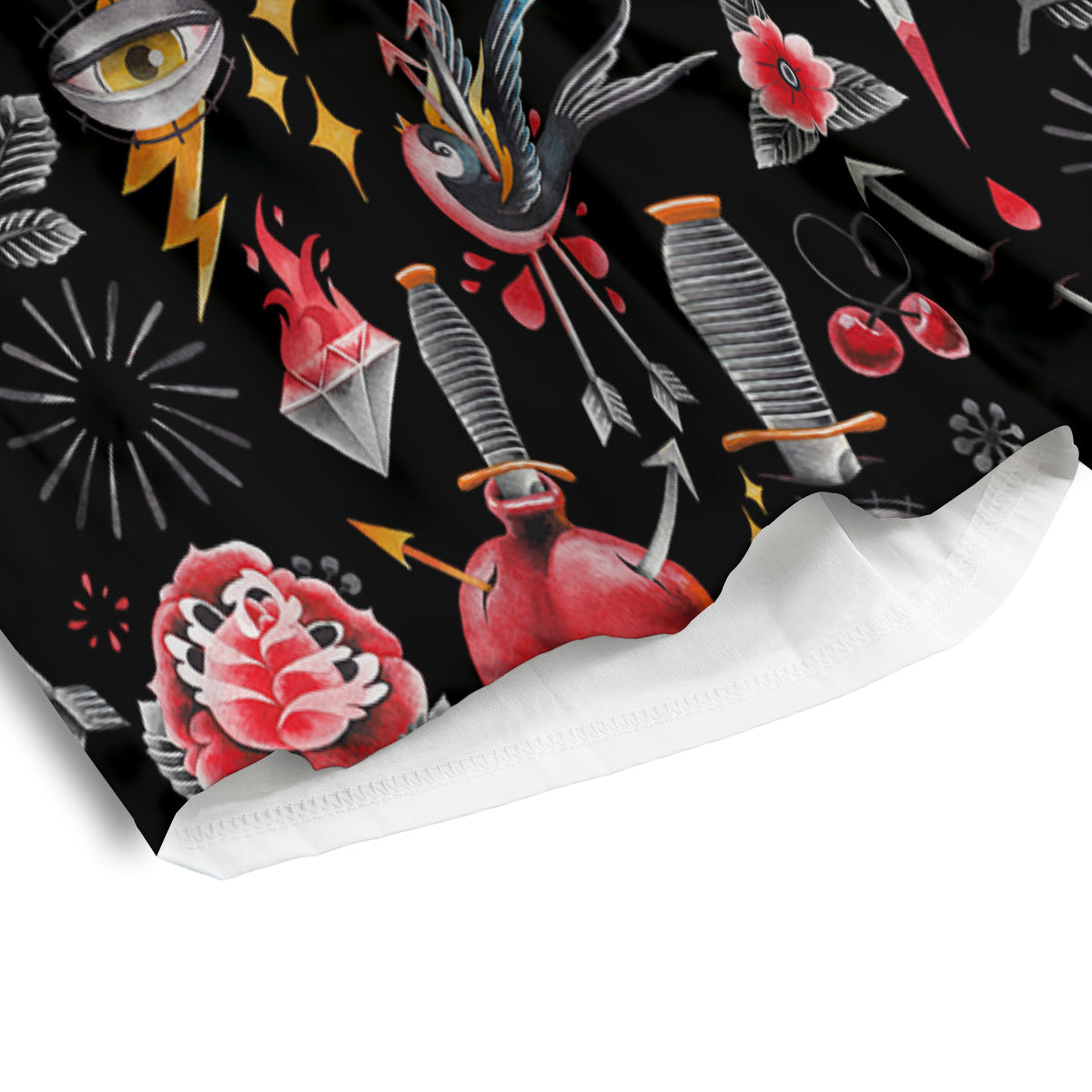 Tattoo Watercolor Print Pattern Men's Athletic Shorts