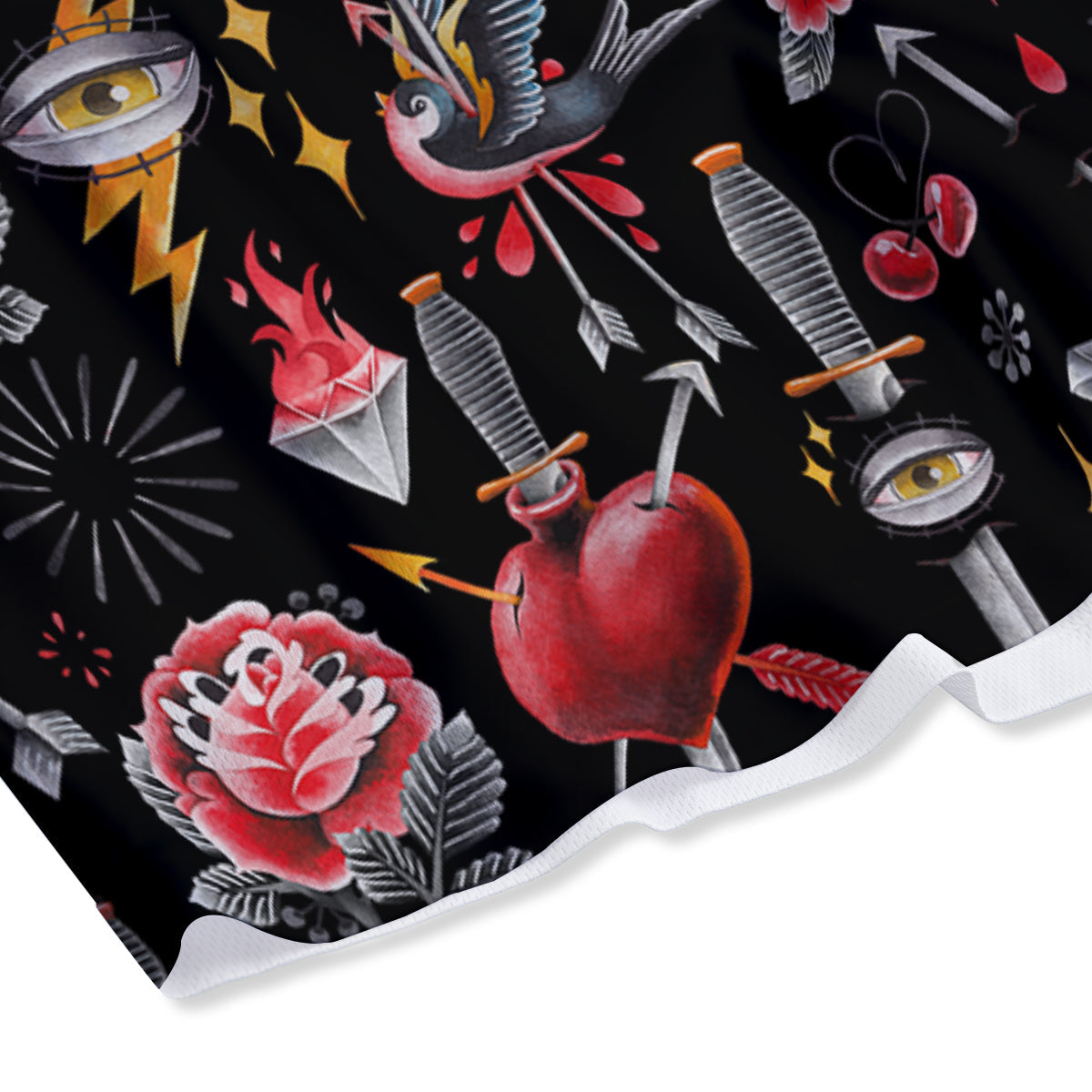 Tattoo Watercolor Print Pattern Mesh Shorts