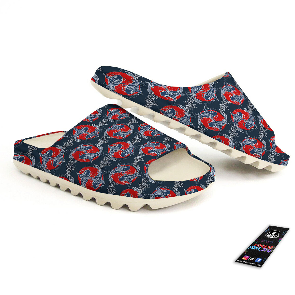 Tattoo Koi Fish Japanese Print Pattern Sandals-grizzshop