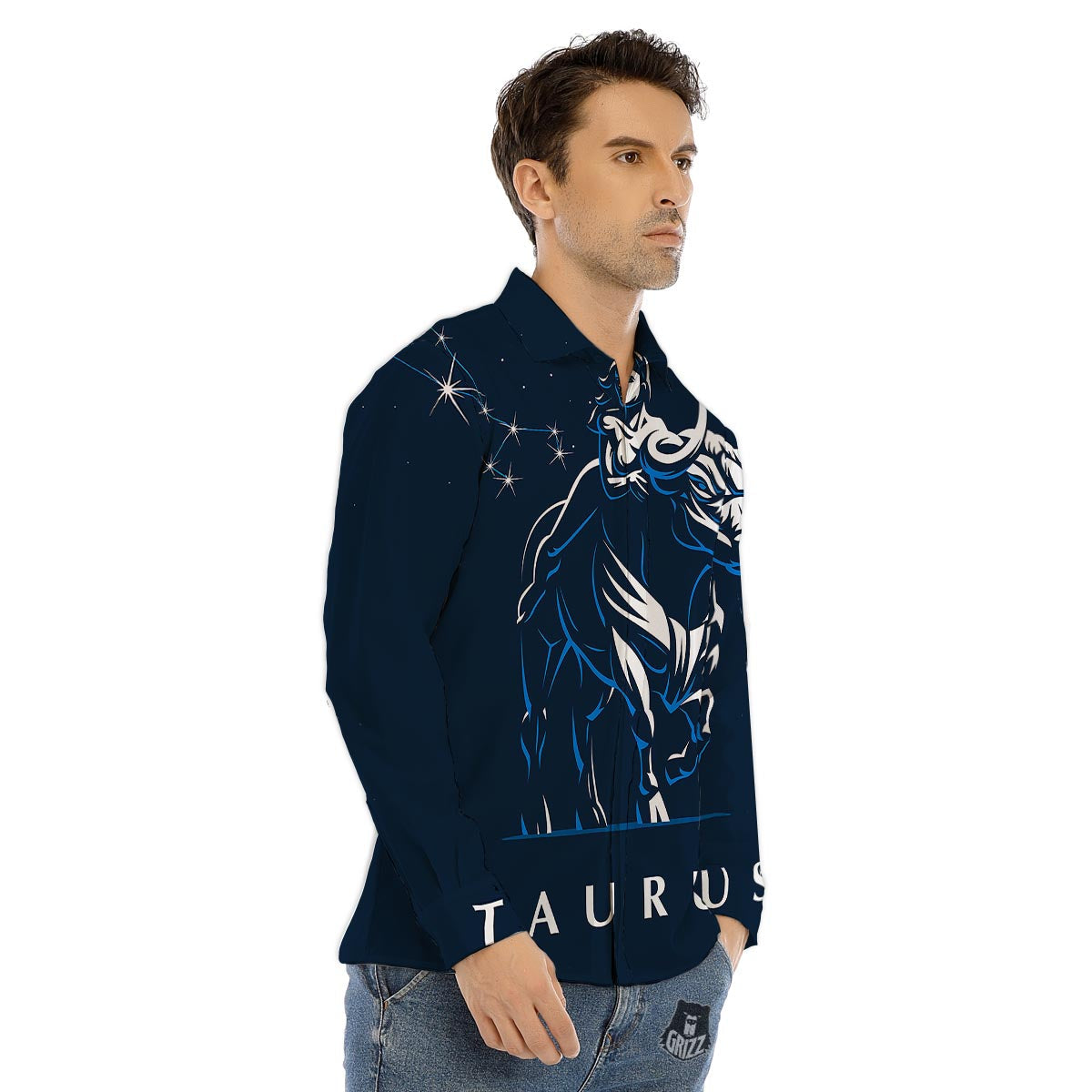 Taurus Constellation Sign Print Men's Dress Shirts-grizzshop