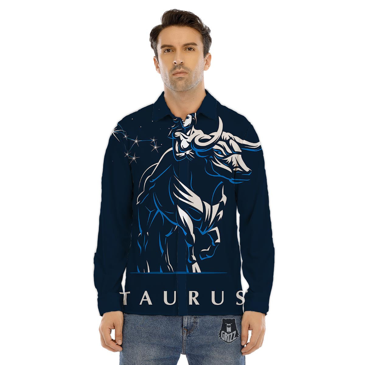 Taurus Constellation Sign Print Men's Dress Shirts-grizzshop