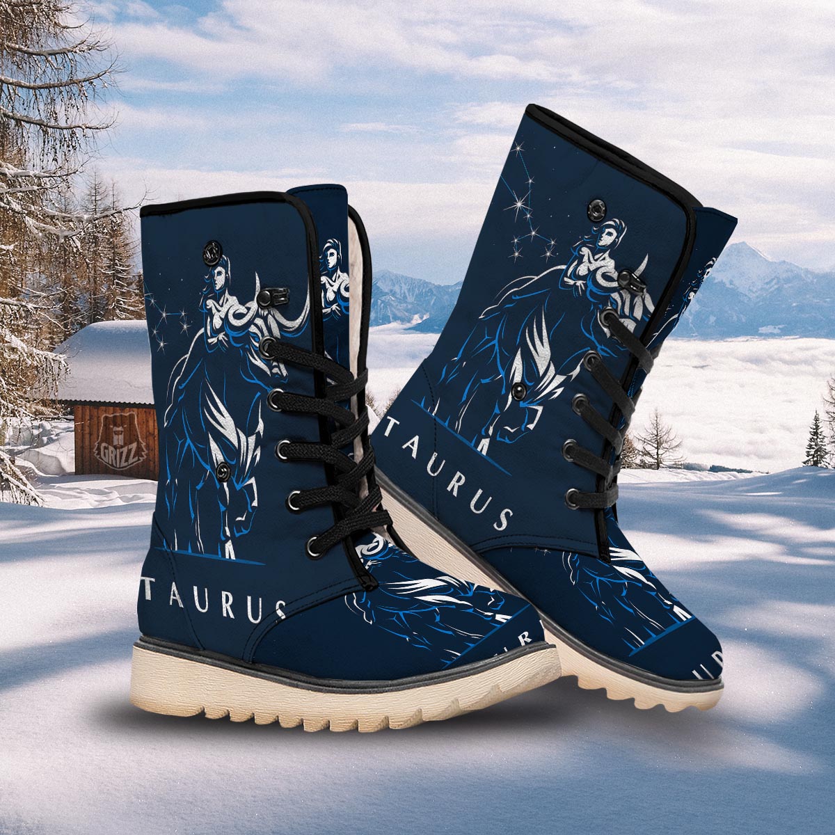 Taurus Constellation Sign Print Snow Boots-grizzshop