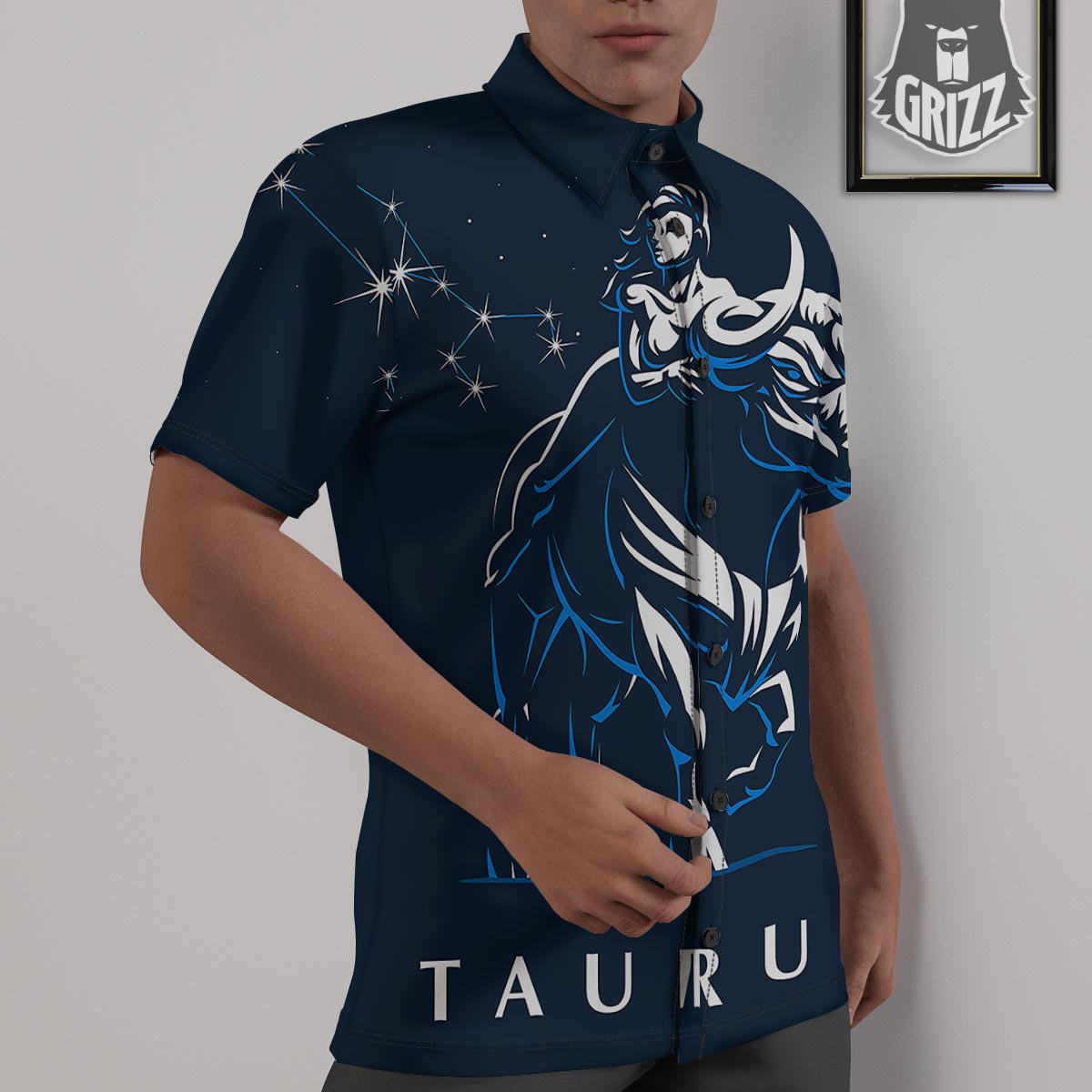 Taurus Constellation Sign Print Untucked Shirts-grizzshop