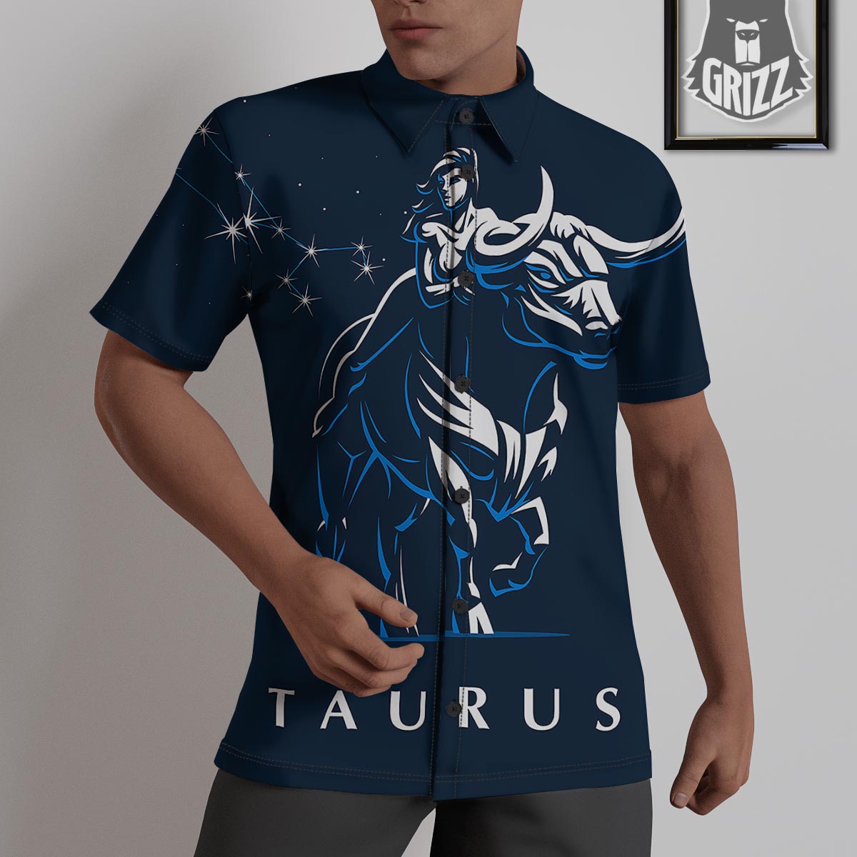 Taurus Constellation Sign Print Untucked Shirts-grizzshop