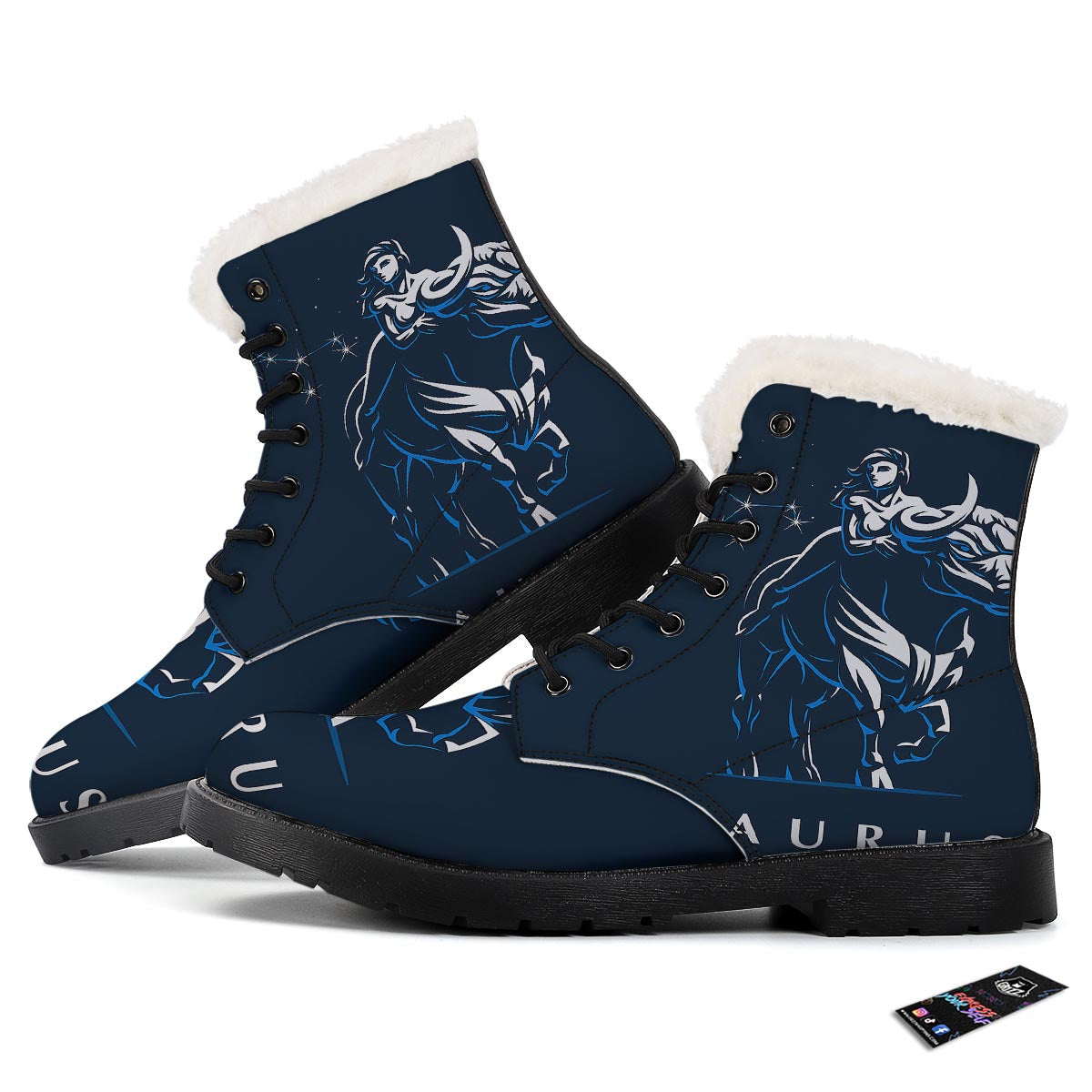 Taurus Constellation Sign Print Winter Boots-grizzshop