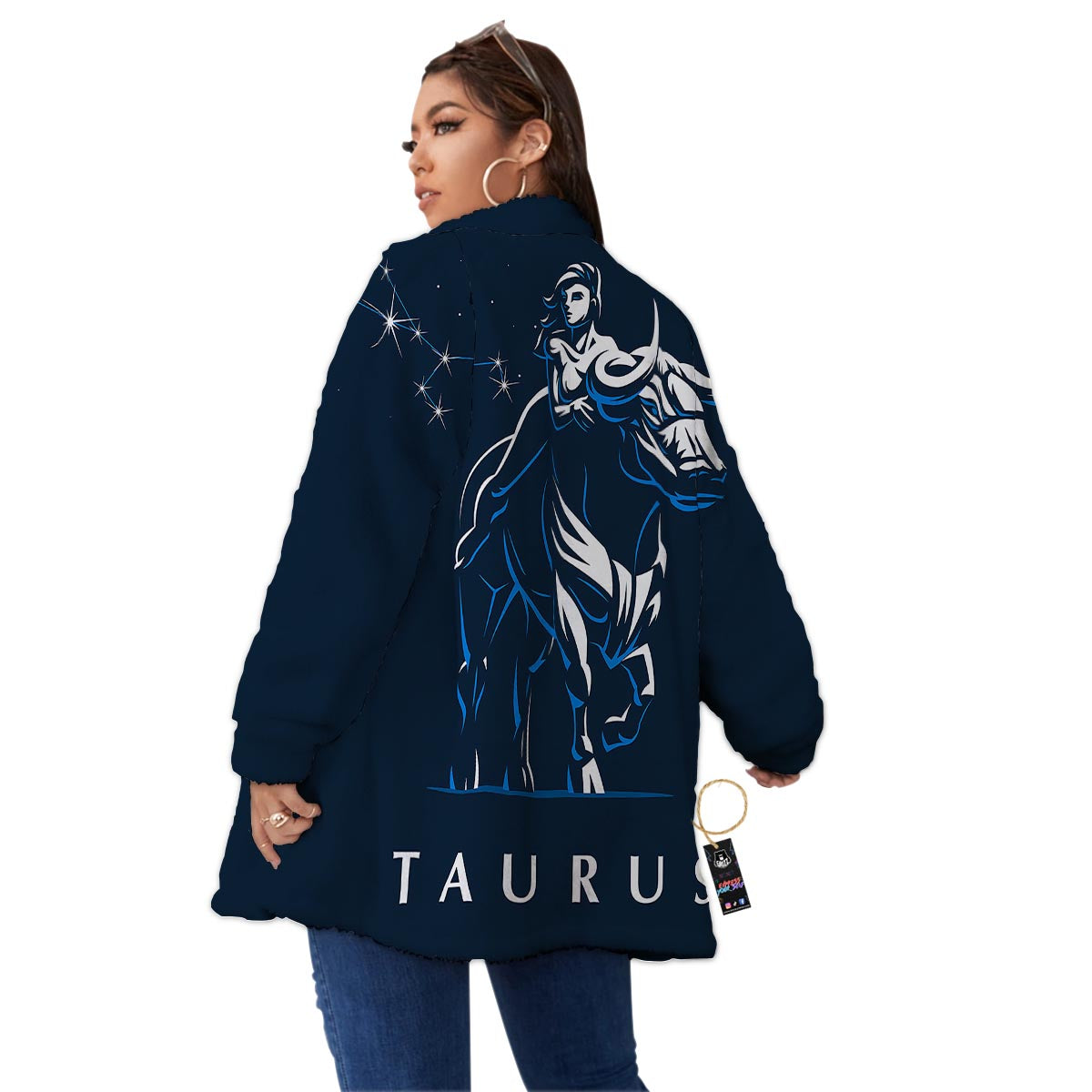 Taurus Constellation Sign Print Women's Sherpa Jacket-grizzshop