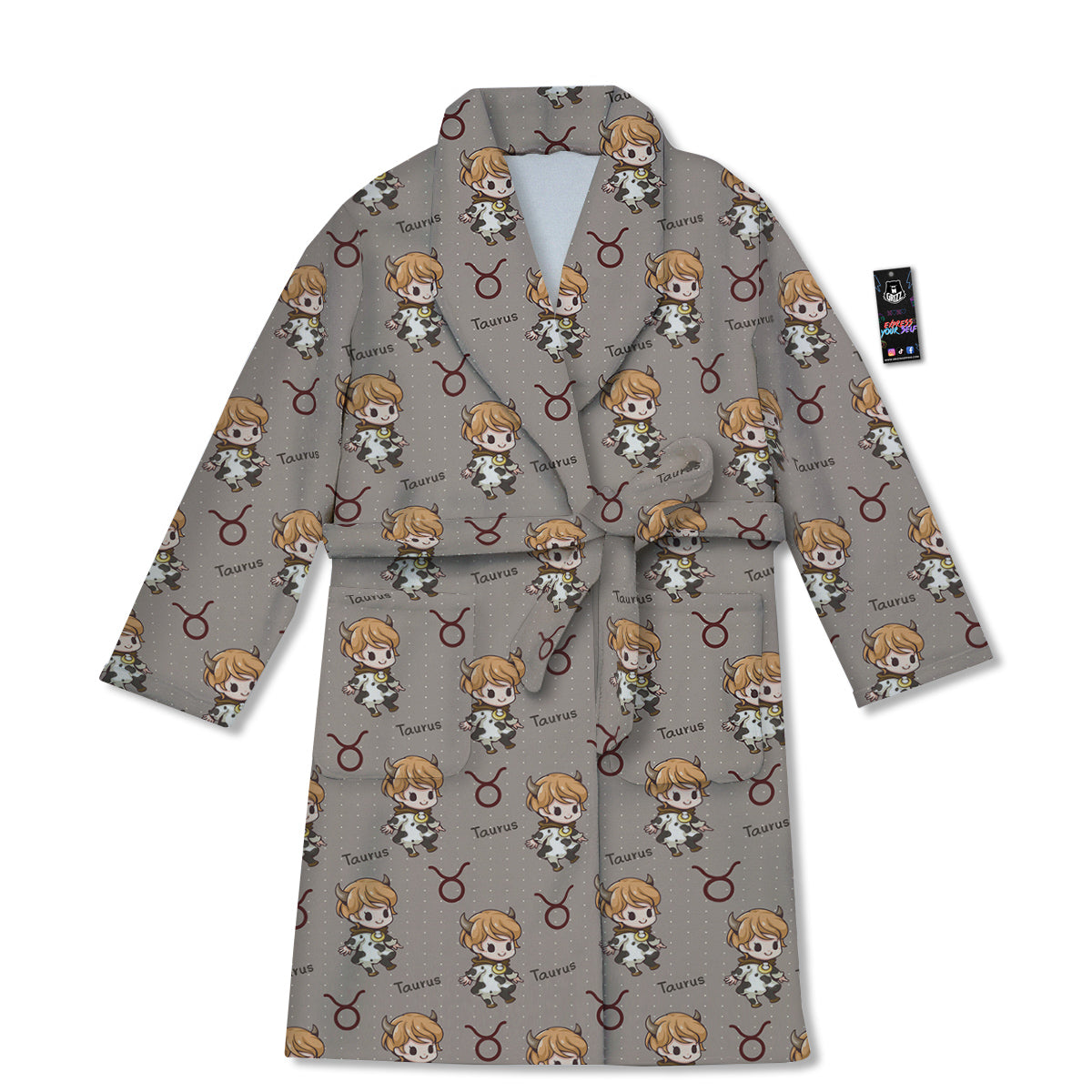Taurus Cute Cartoon Print Pattern Bathrobe-grizzshop