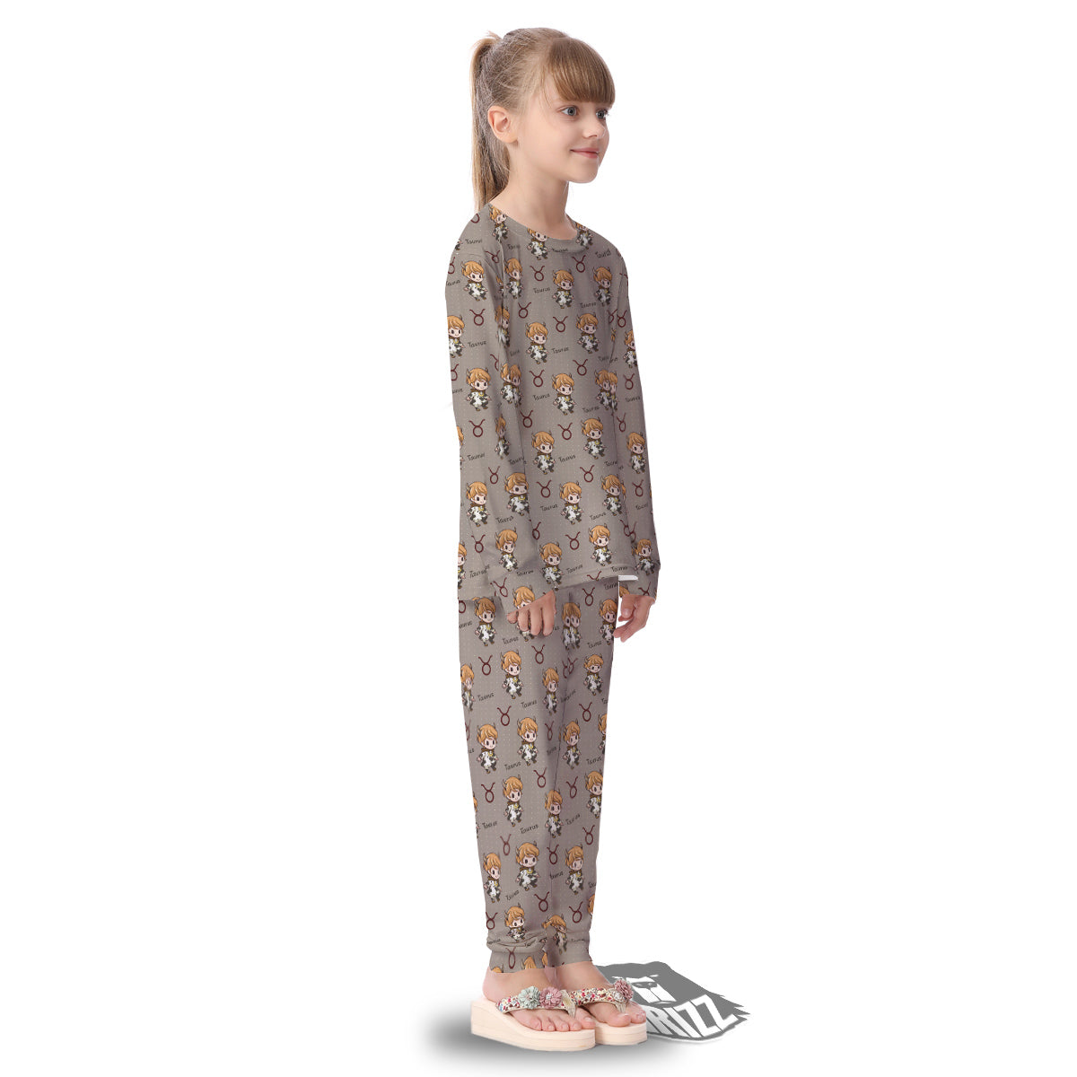 Taurus Cute Cartoon Print Pattern Kid's Pajamas-grizzshop