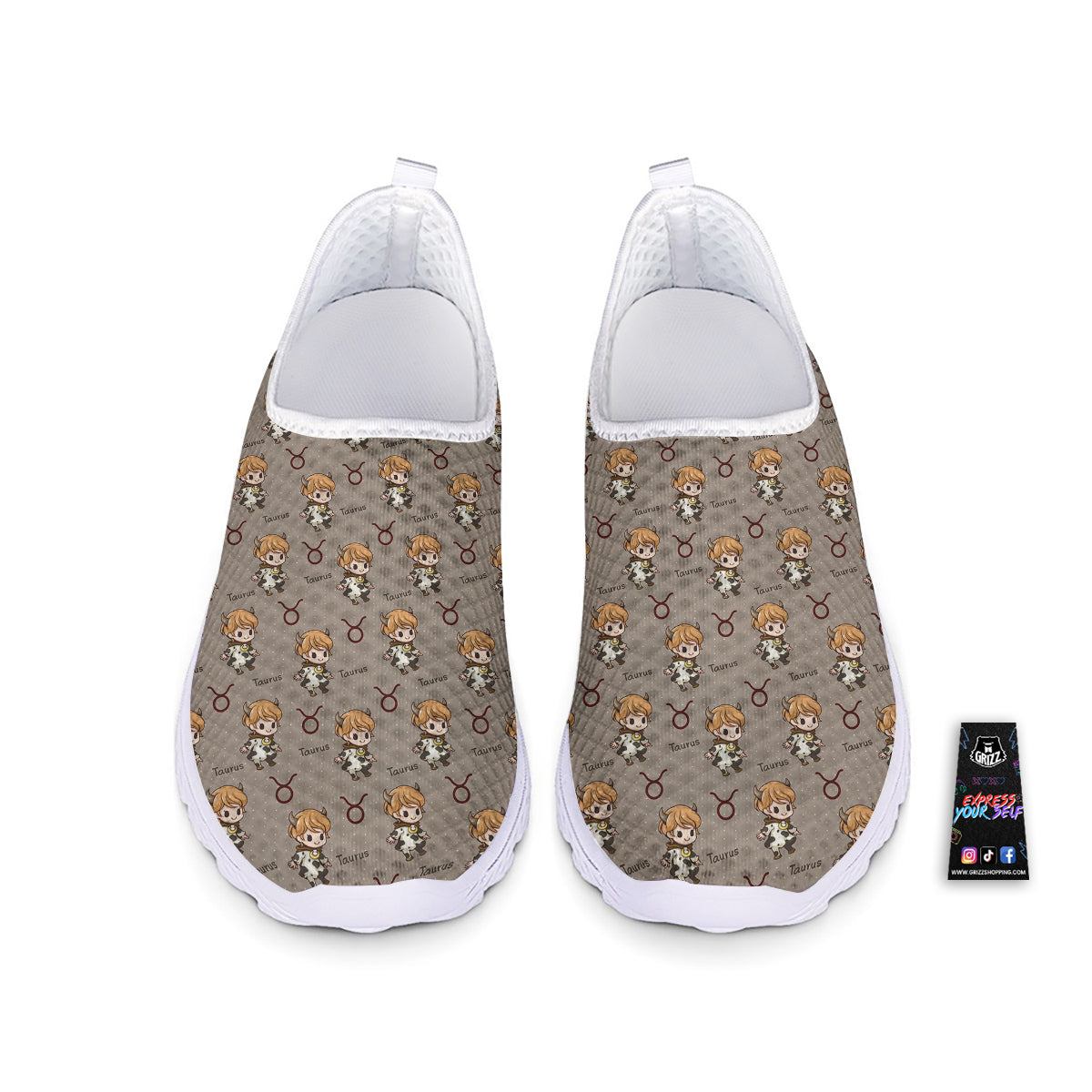 Taurus Cute Cartoon Print Pattern Nurse Shoes-grizzshop