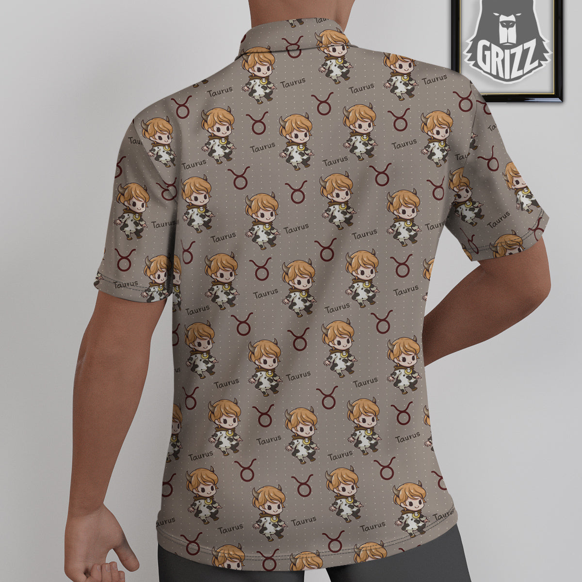 Taurus Cute Cartoon Print Pattern Untucked Shirts-grizzshop