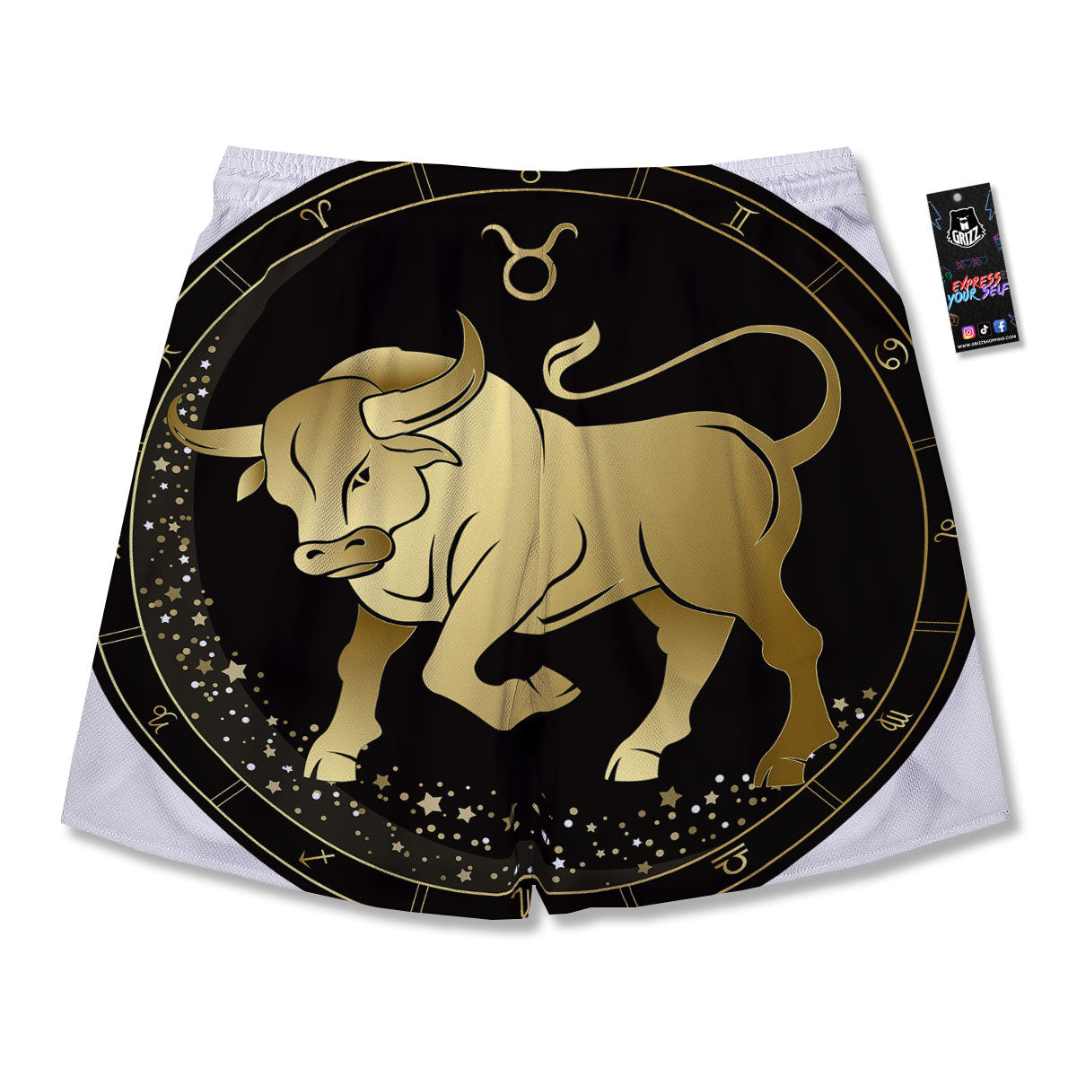 Taurus Sign Black And Gold Print Men's Running Shorts-grizzshop