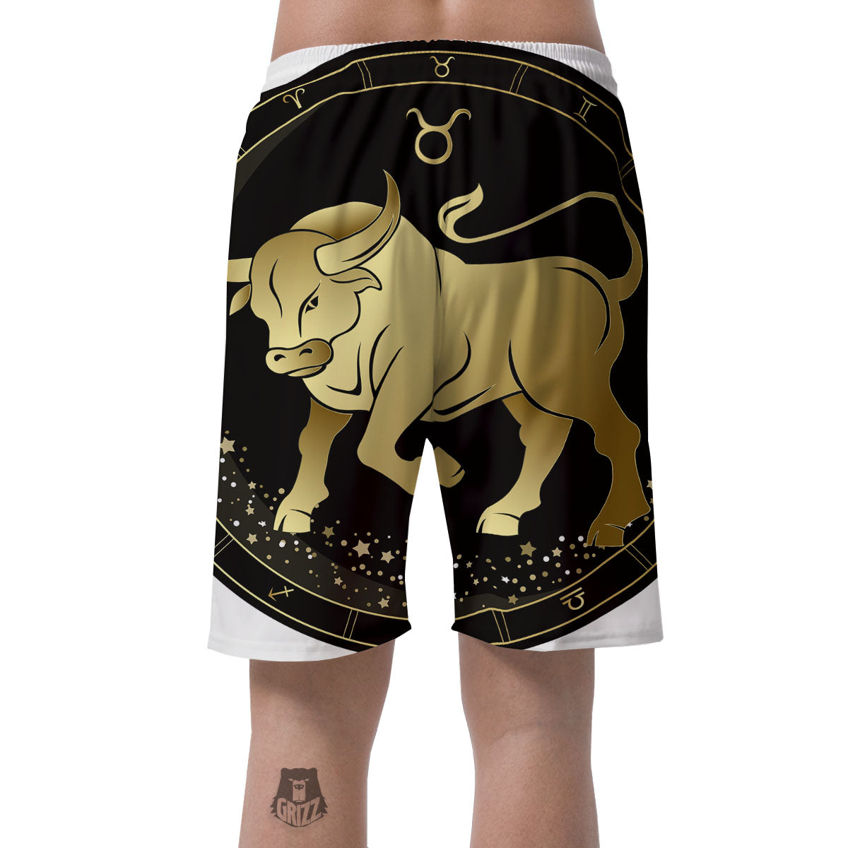 Taurus Sign Black And Gold Print Men's Shorts-grizzshop