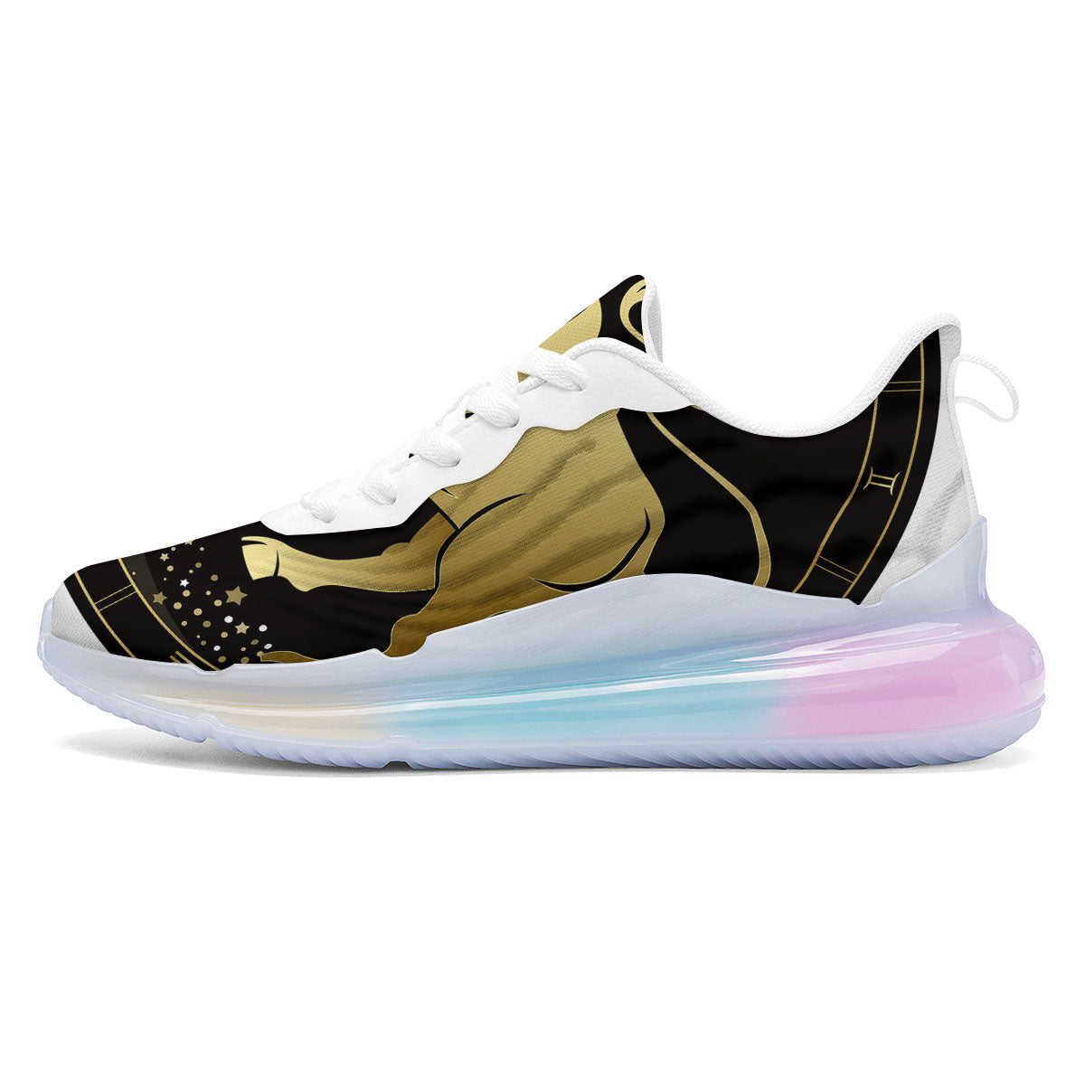 Taurus Sign Black And Gold Print Running Sneakers-grizzshop