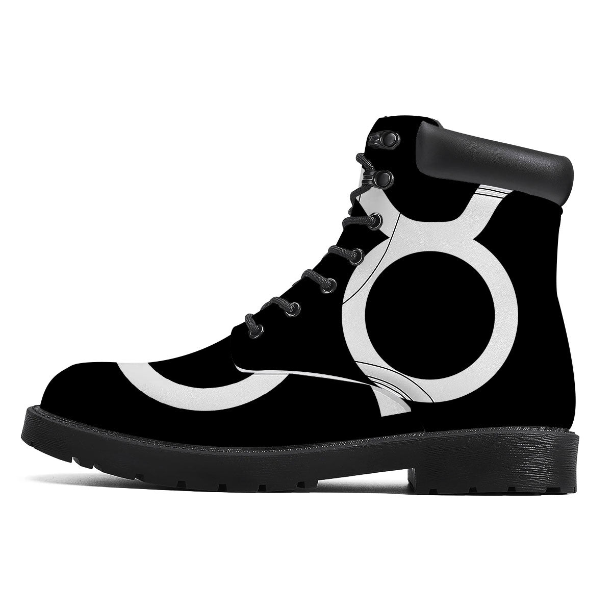 Taurus Sign White And Black Print Boots-grizzshop