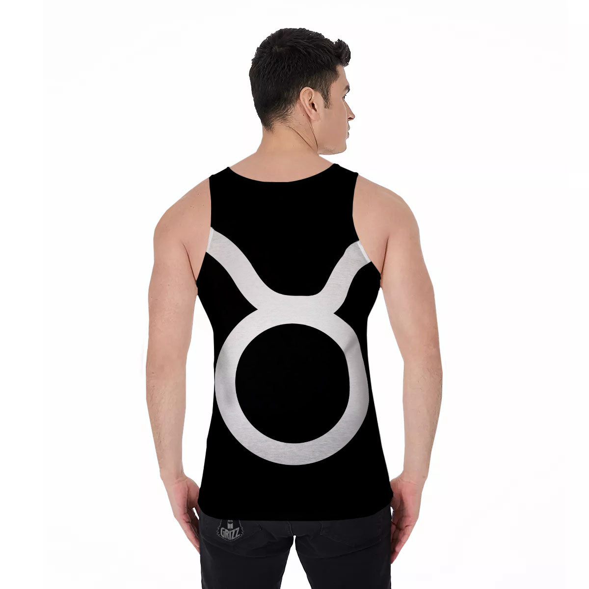 Taurus Sign White And Black Print Men's Tank Top-grizzshop