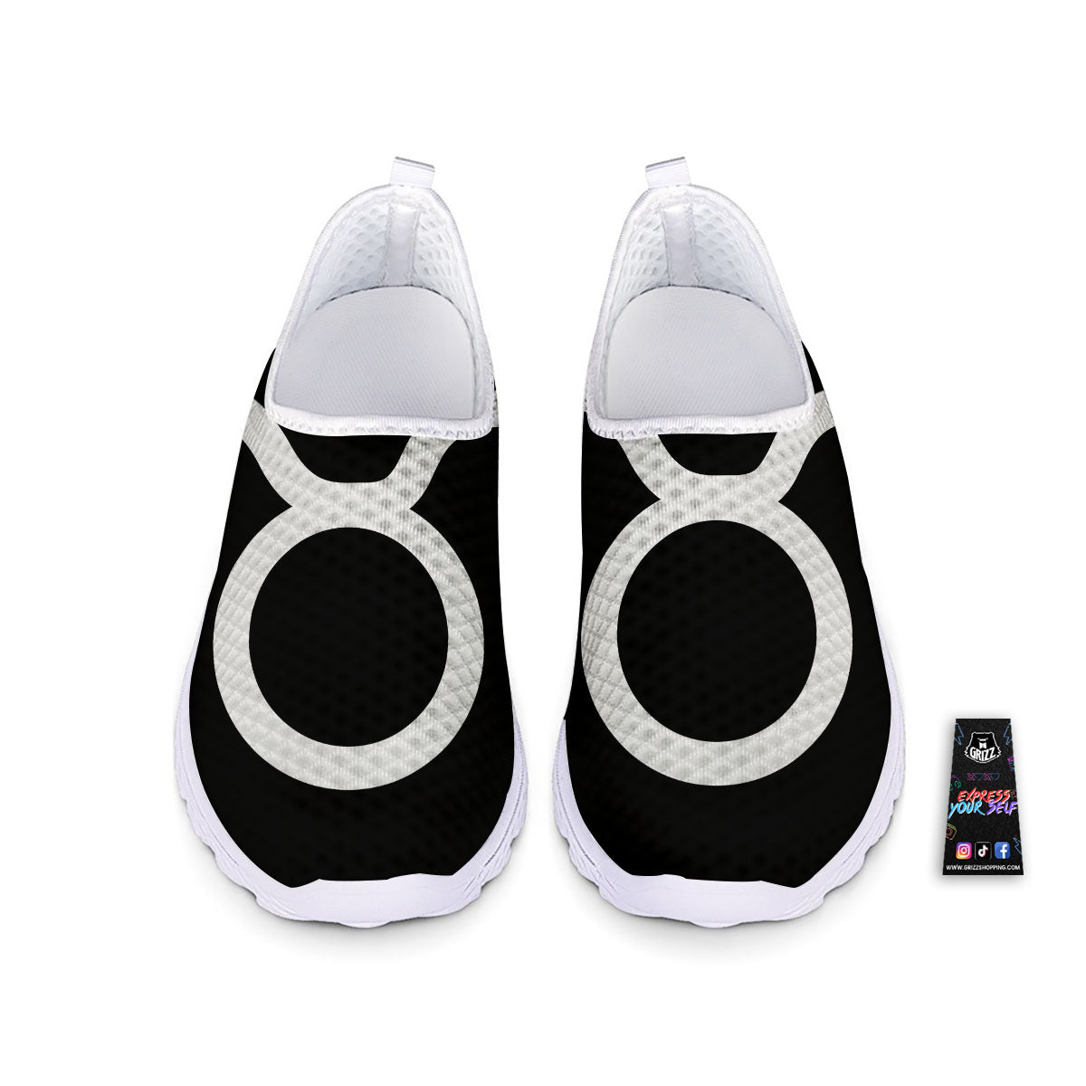 Taurus Sign White And Black Print Nurse Shoes-grizzshop