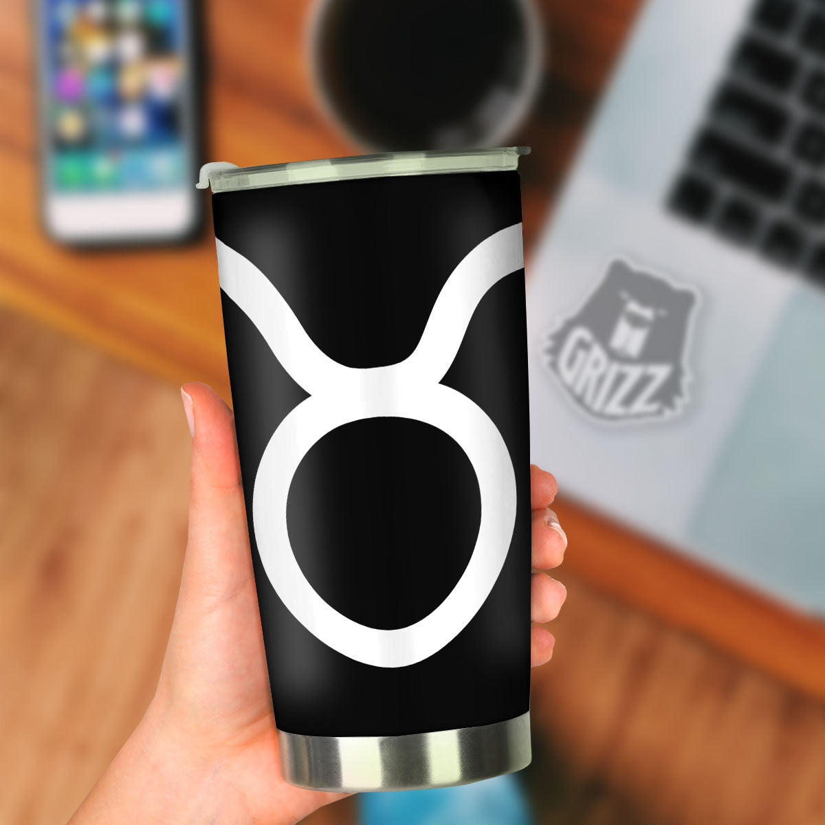 Taurus Sign White And Black Print Tumbler-grizzshop
