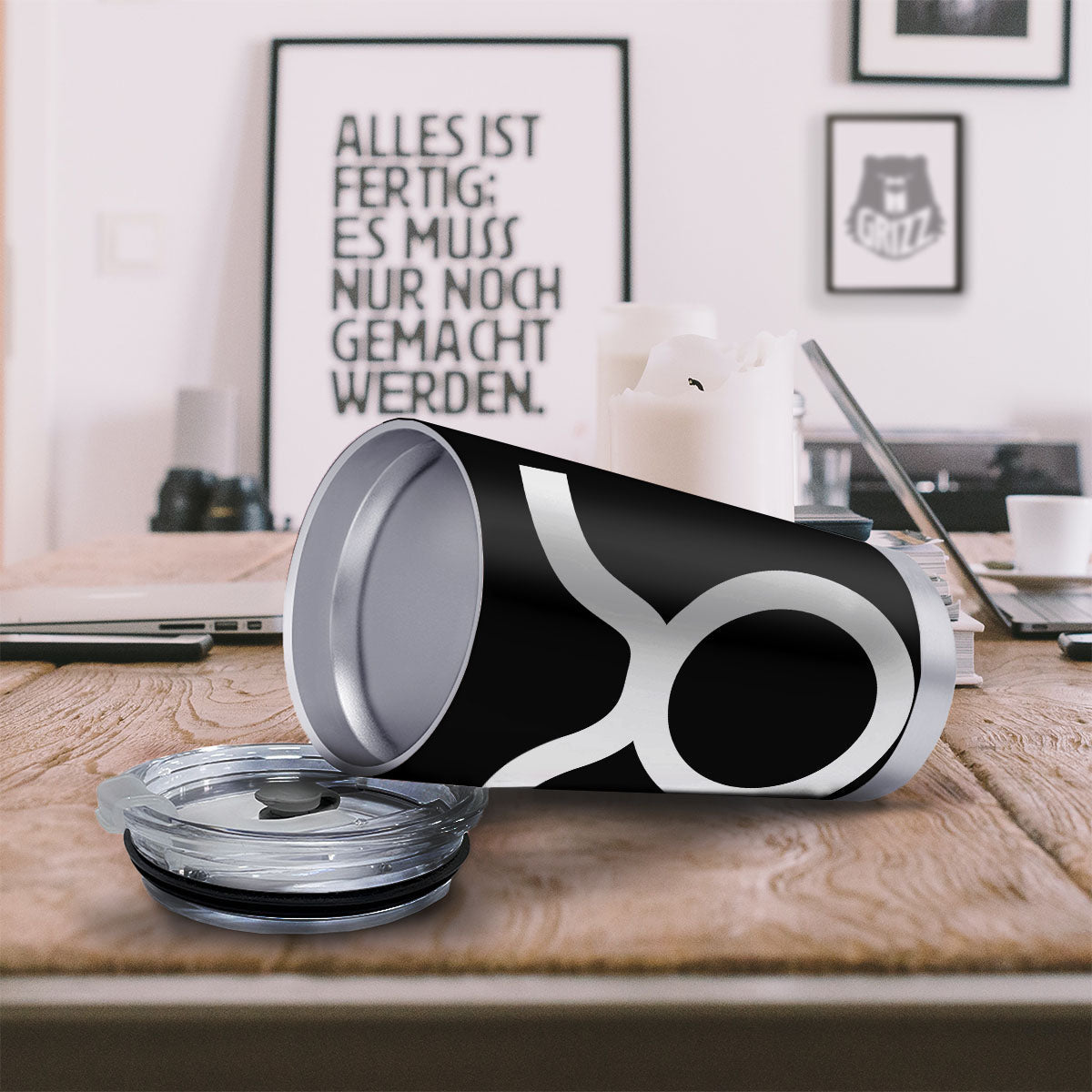 Taurus Sign White And Black Print Tumbler-grizzshop