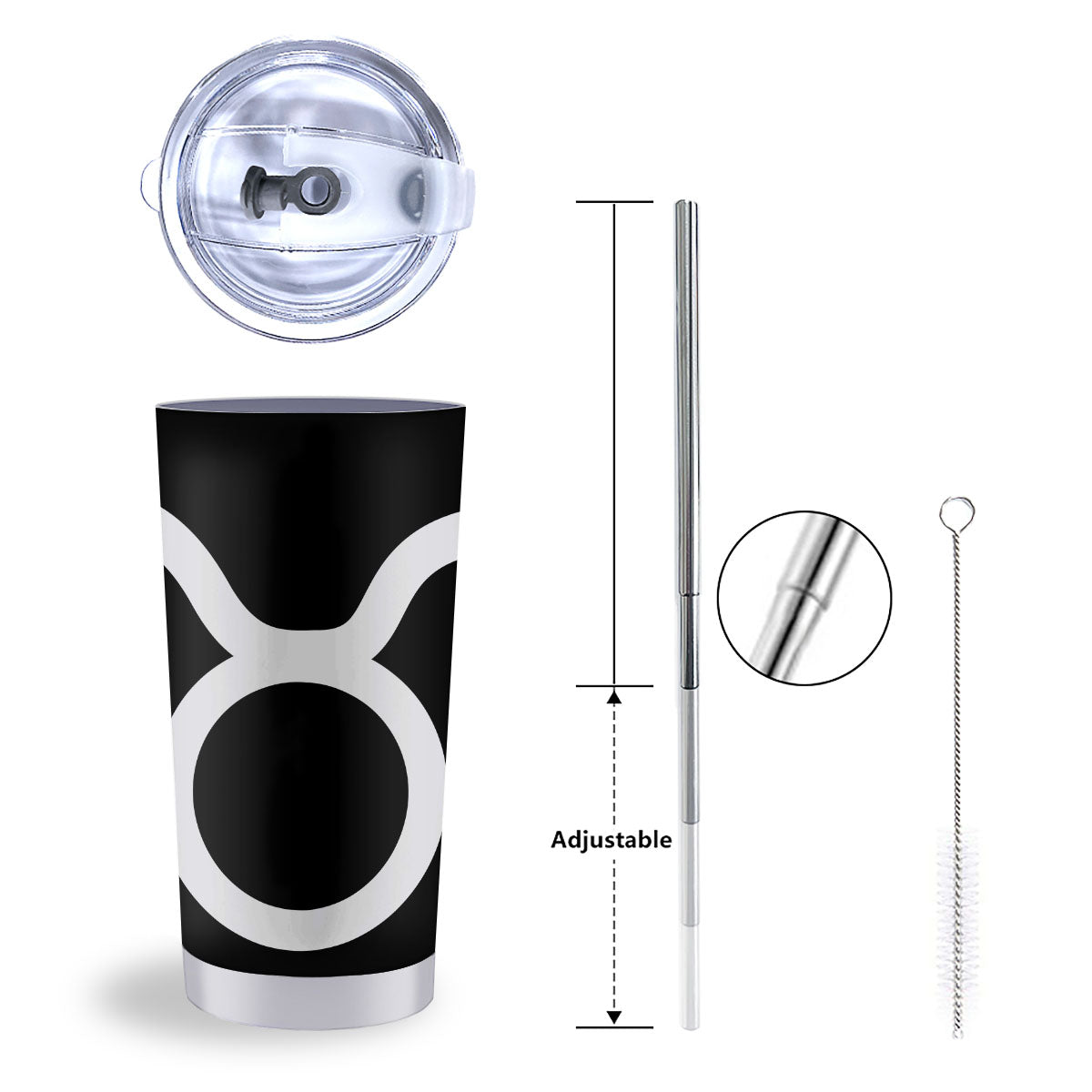 Taurus Sign White And Black Print Tumbler-grizzshop