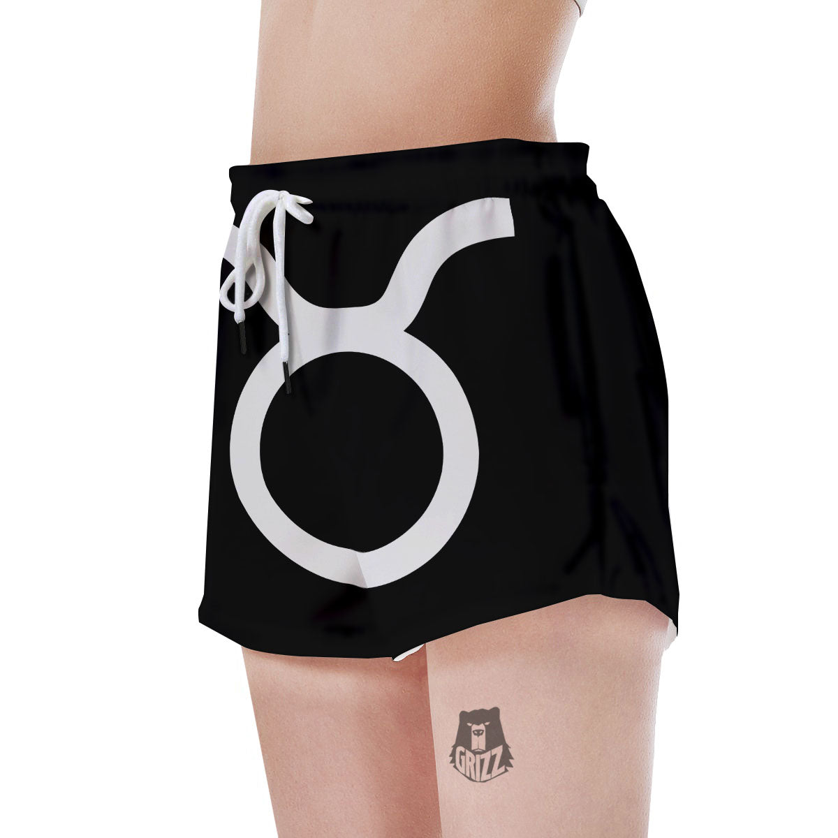 Taurus Sign White And Black Print Women's Shorts-grizzshop