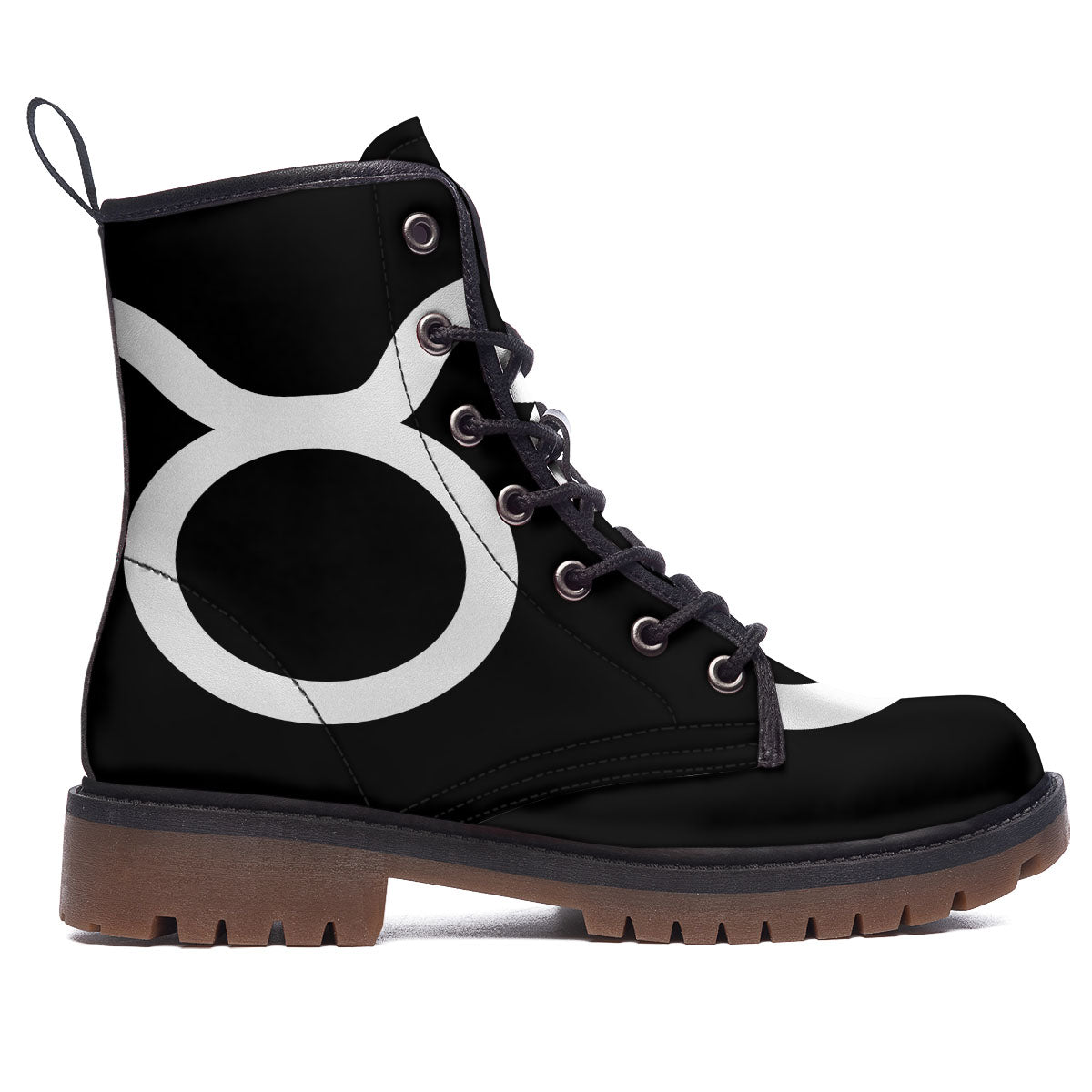 Taurus Sign White And Black Print Work Boots-grizzshop