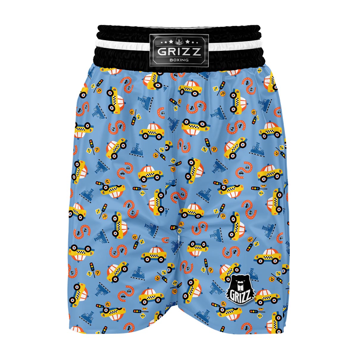 Taxi Car Print Pattern Boxing Shorts-grizzshop