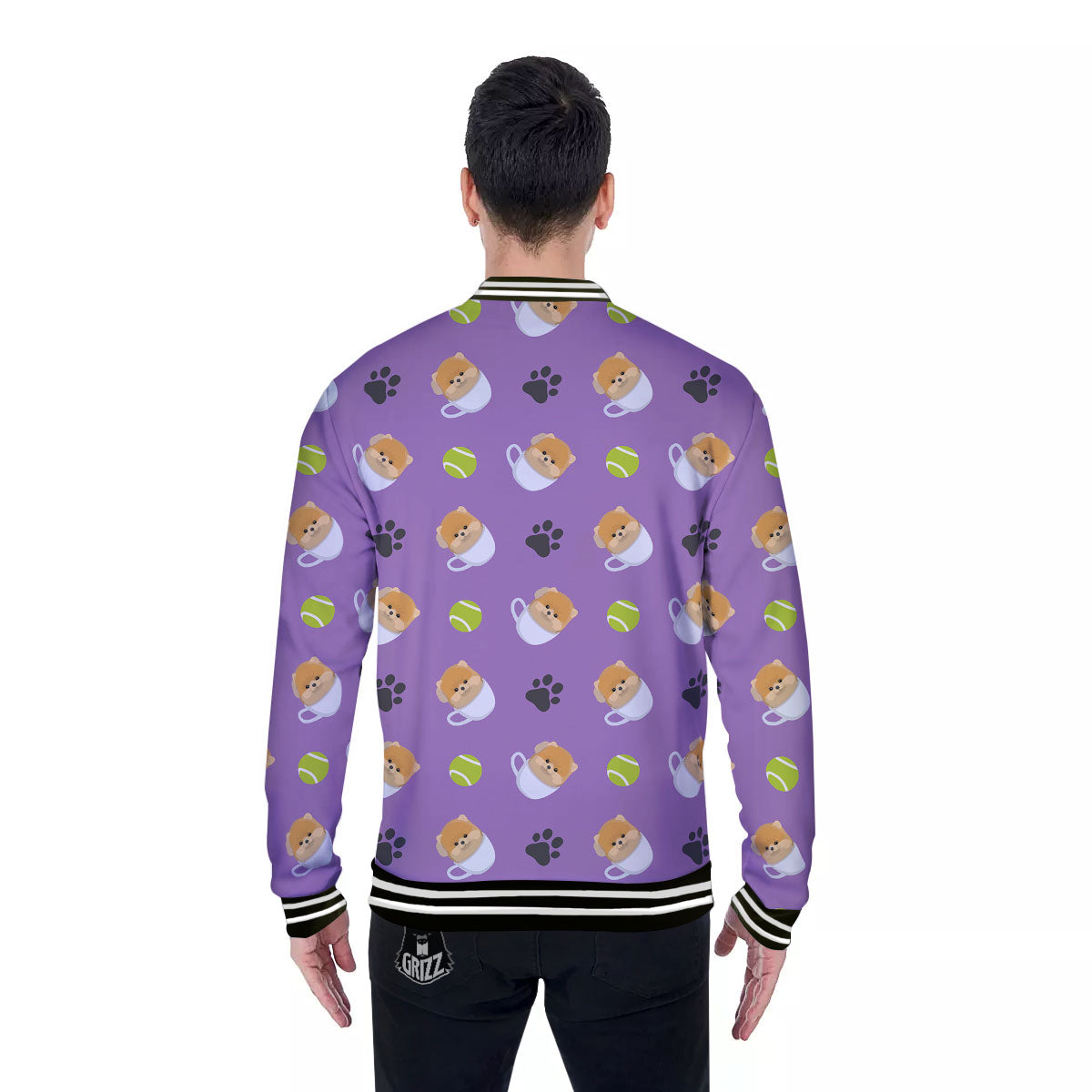 Tea Cup Pomeranian Print Pattern Baseball Jacket-grizzshop