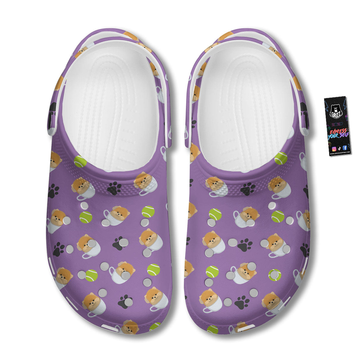 Tea Cup Pomeranian Print Pattern Clog-grizzshop