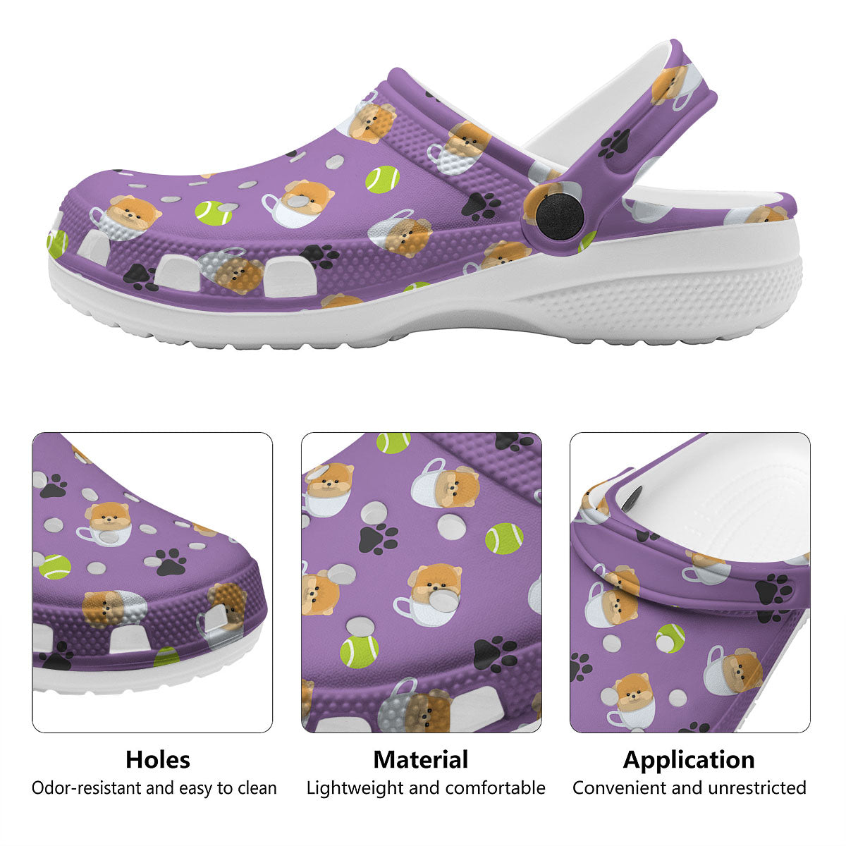 Tea Cup Pomeranian Print Pattern Clog-grizzshop